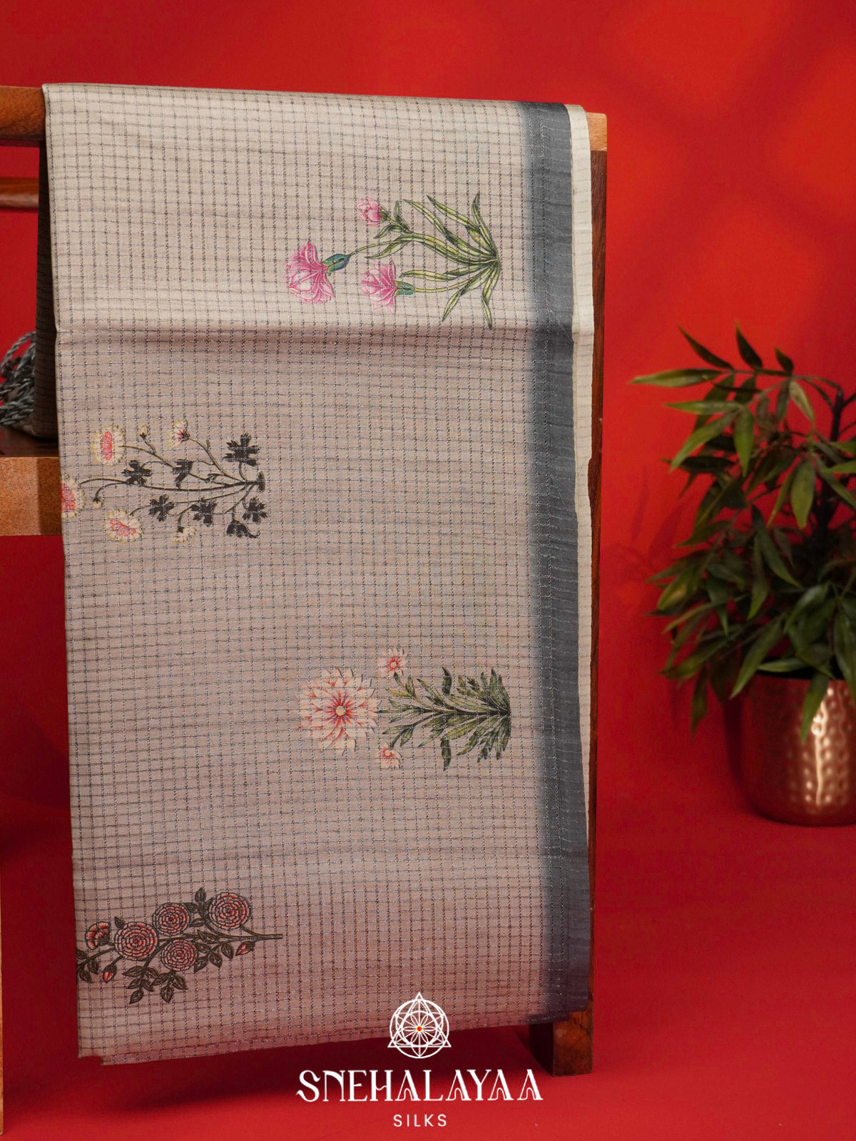 Beige Tussar Saree