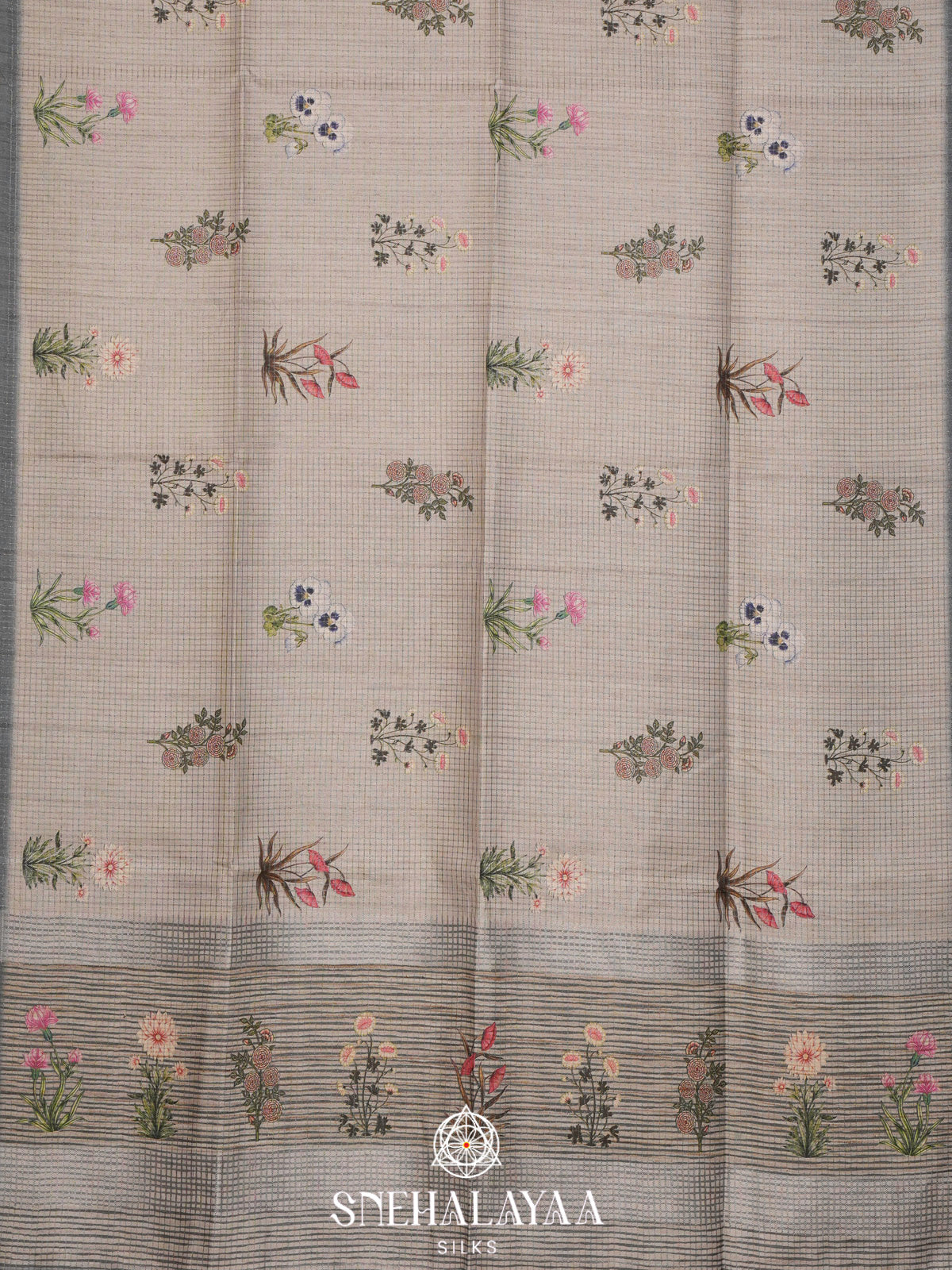 Beige Tussar Saree