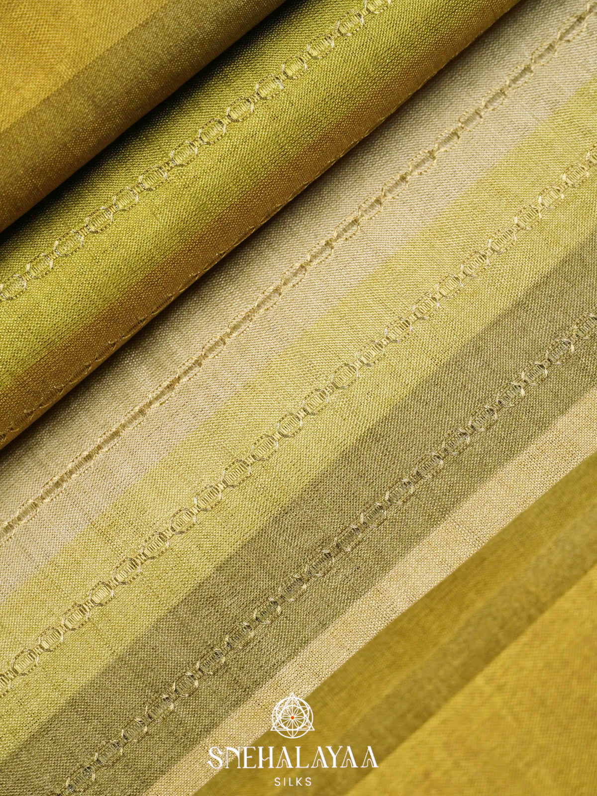 Lime Green Tussar Saree