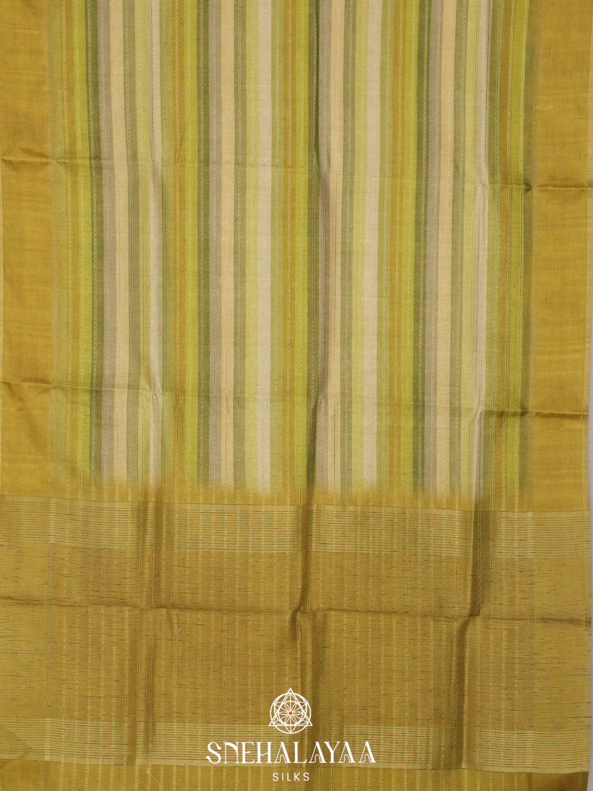 Lime Green Tussar Saree