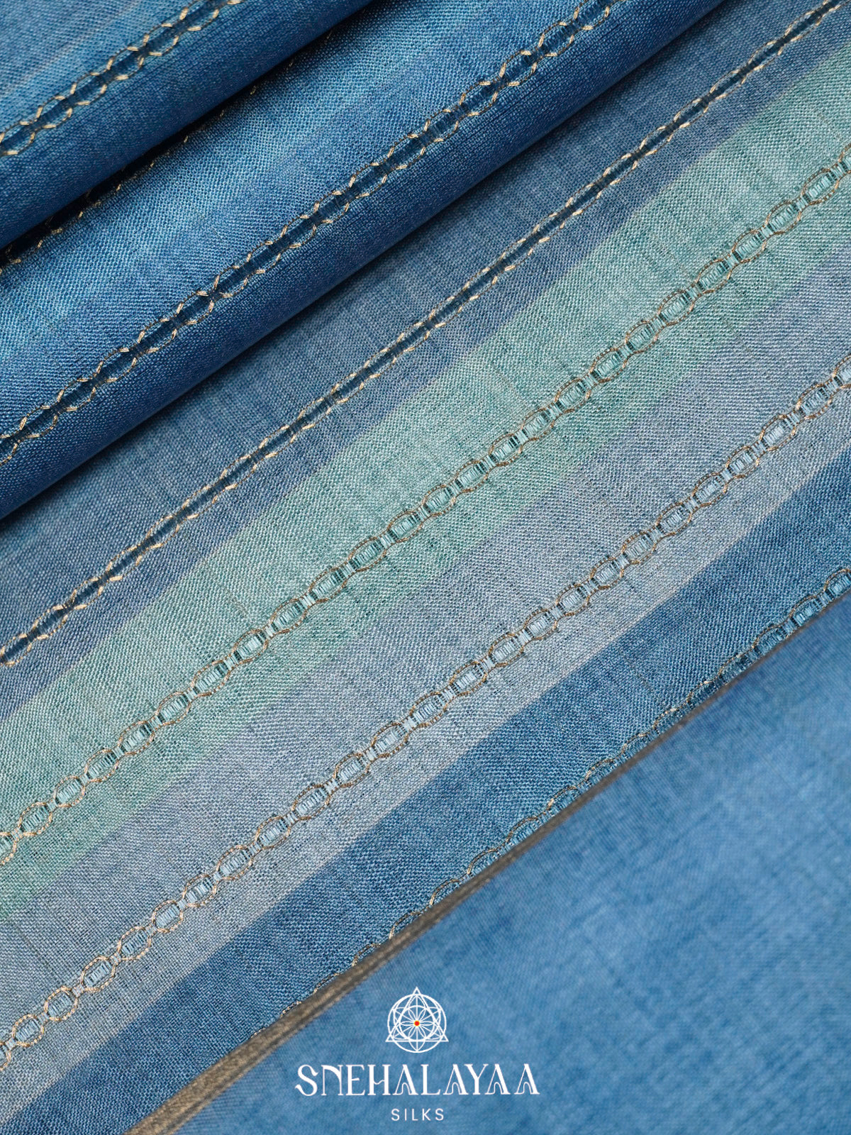 Blue Tussar Saree