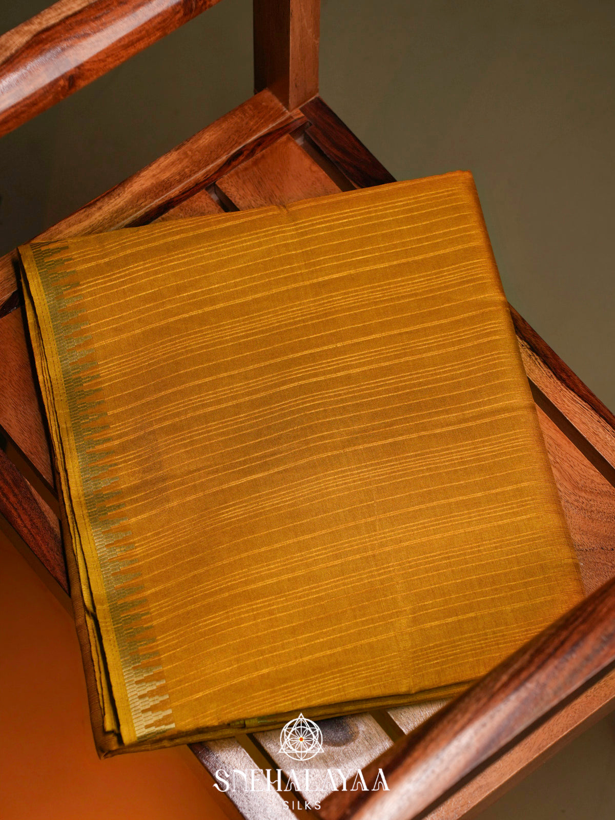 Mustard Yellow Tussar Saree
