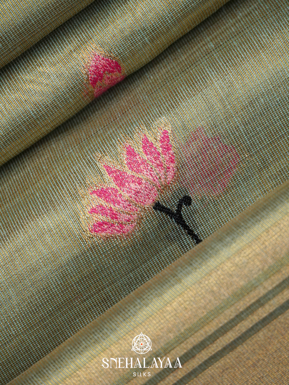 Sage Green Linen Saree
