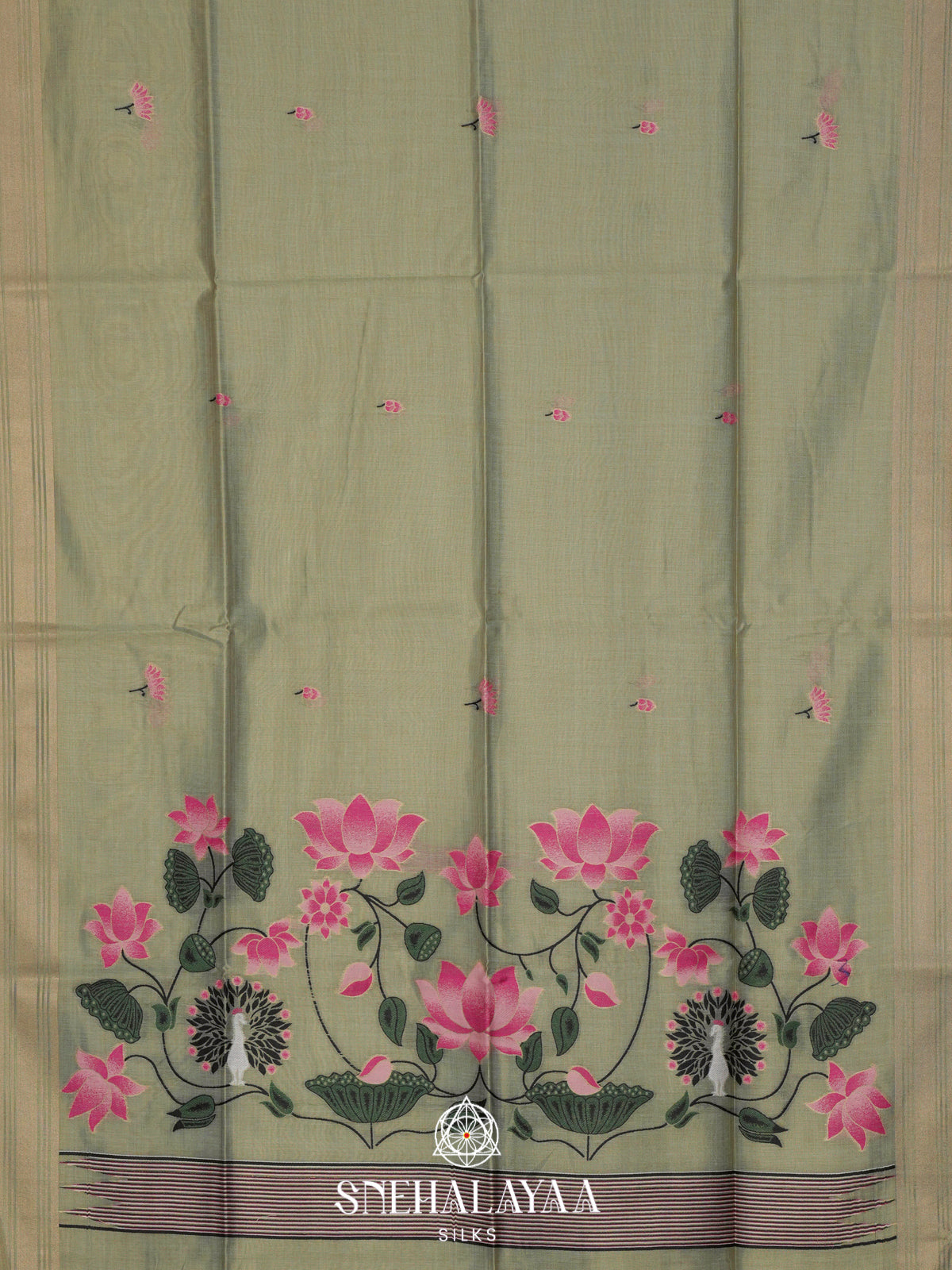 Sage Green Linen Saree