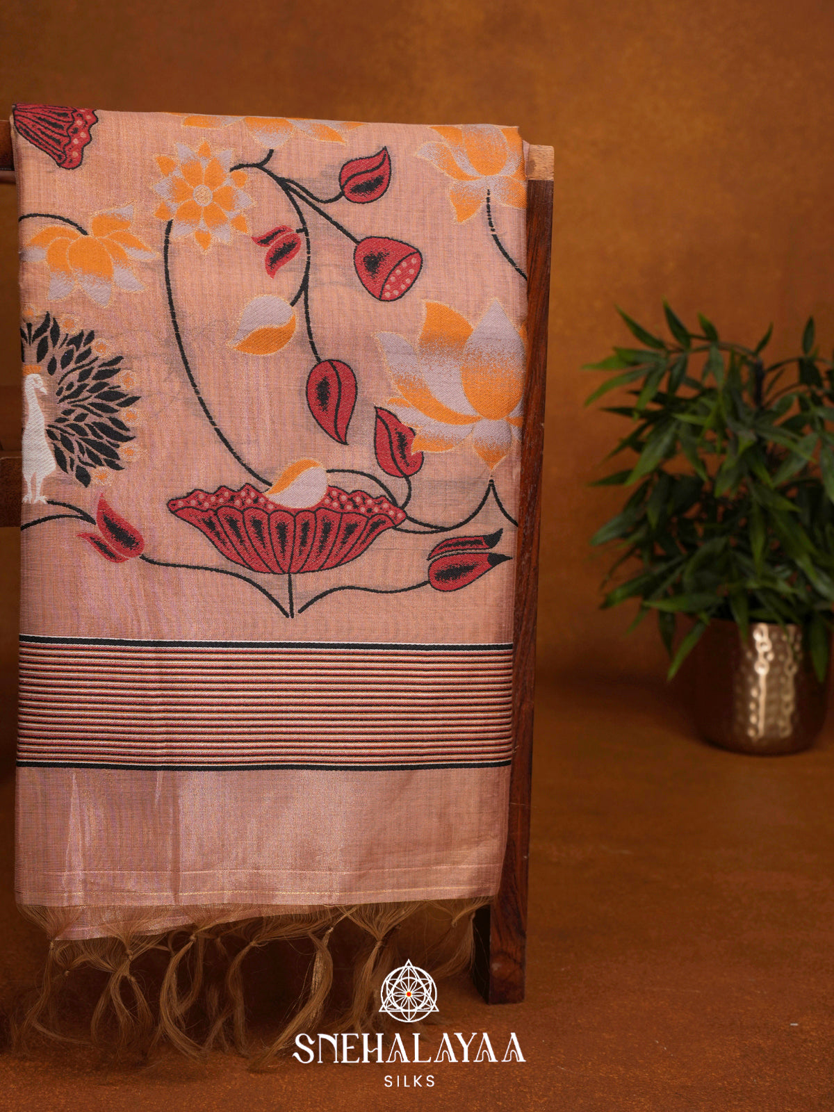 Peach Linen Saree