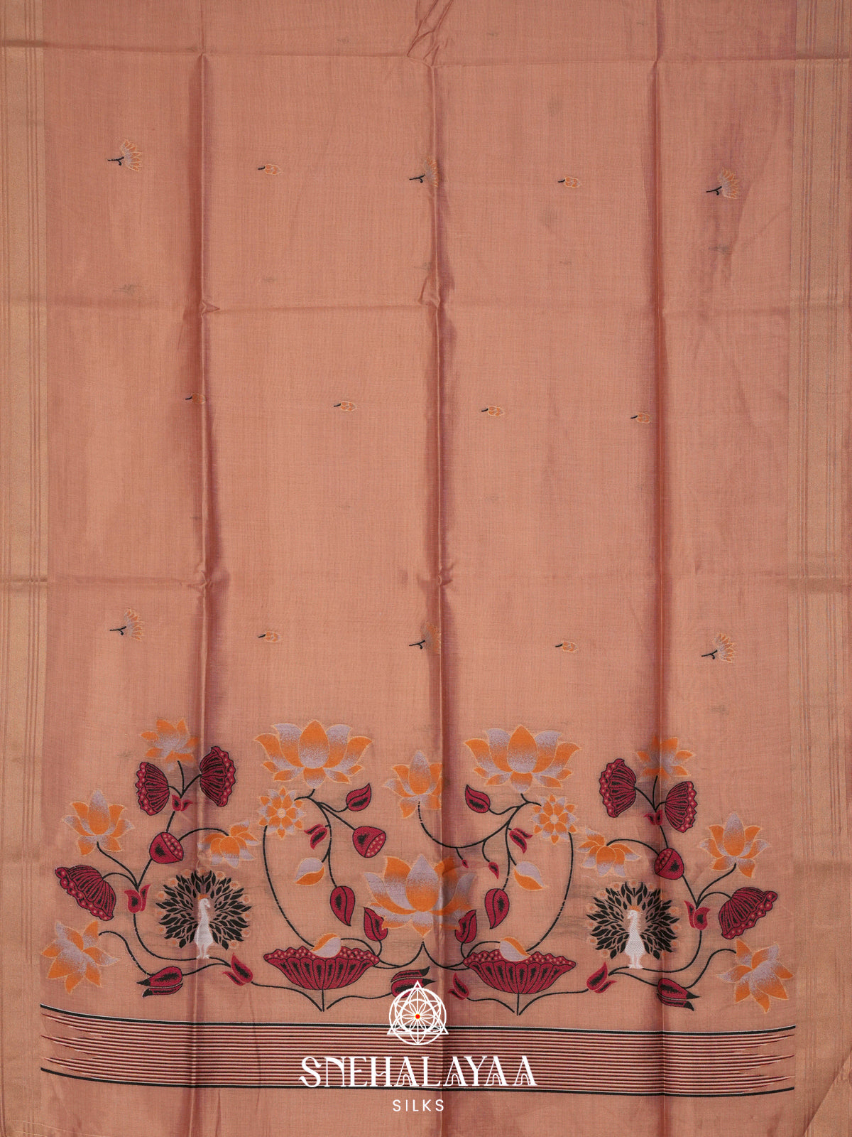 Peach Linen Saree