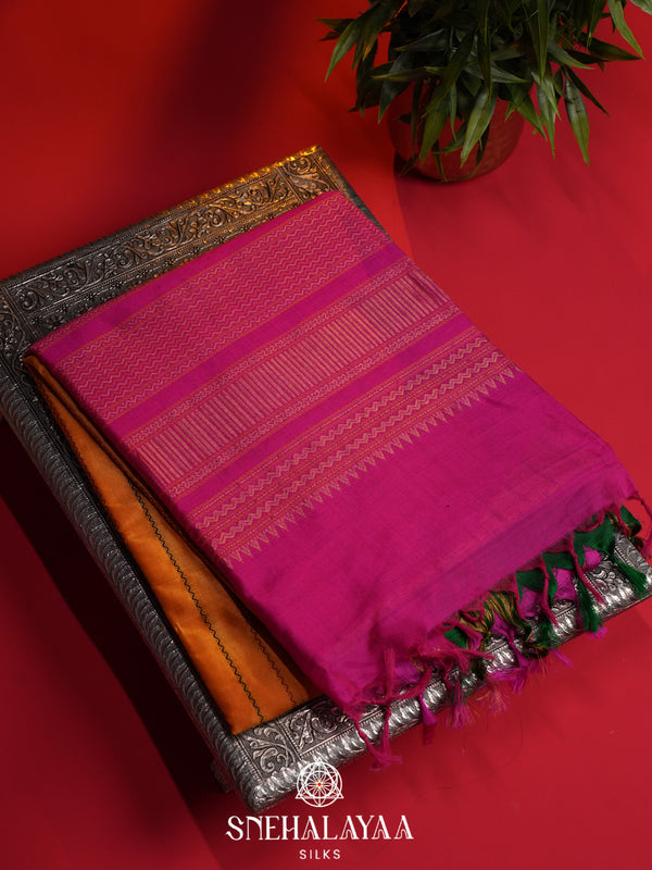 Mango Yellow Kuppadam Silk Cotton Saree
