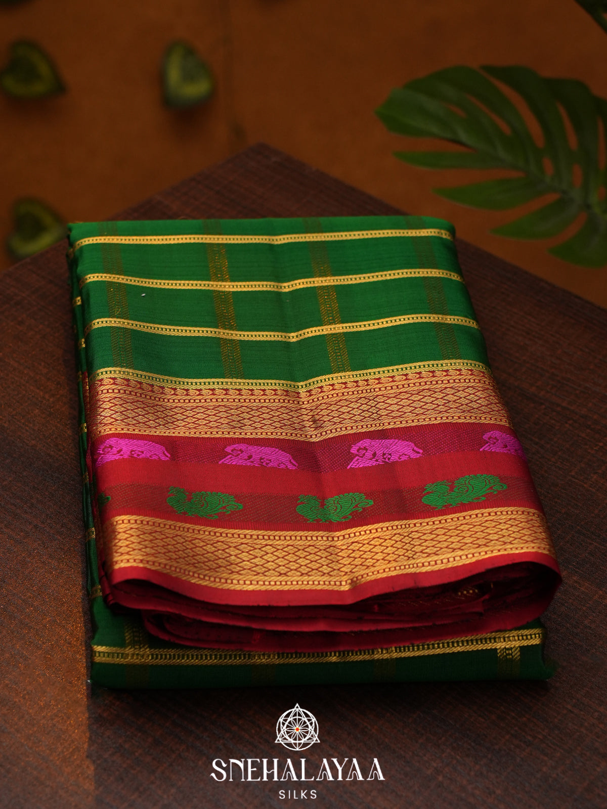 Forest Green Kanjivaram Silk Saree