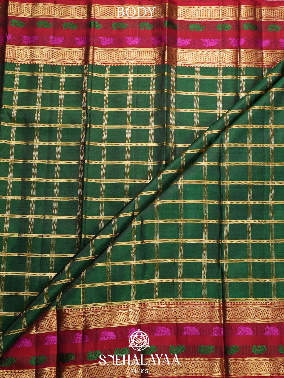 Forest Green Kanjivaram Silk Saree