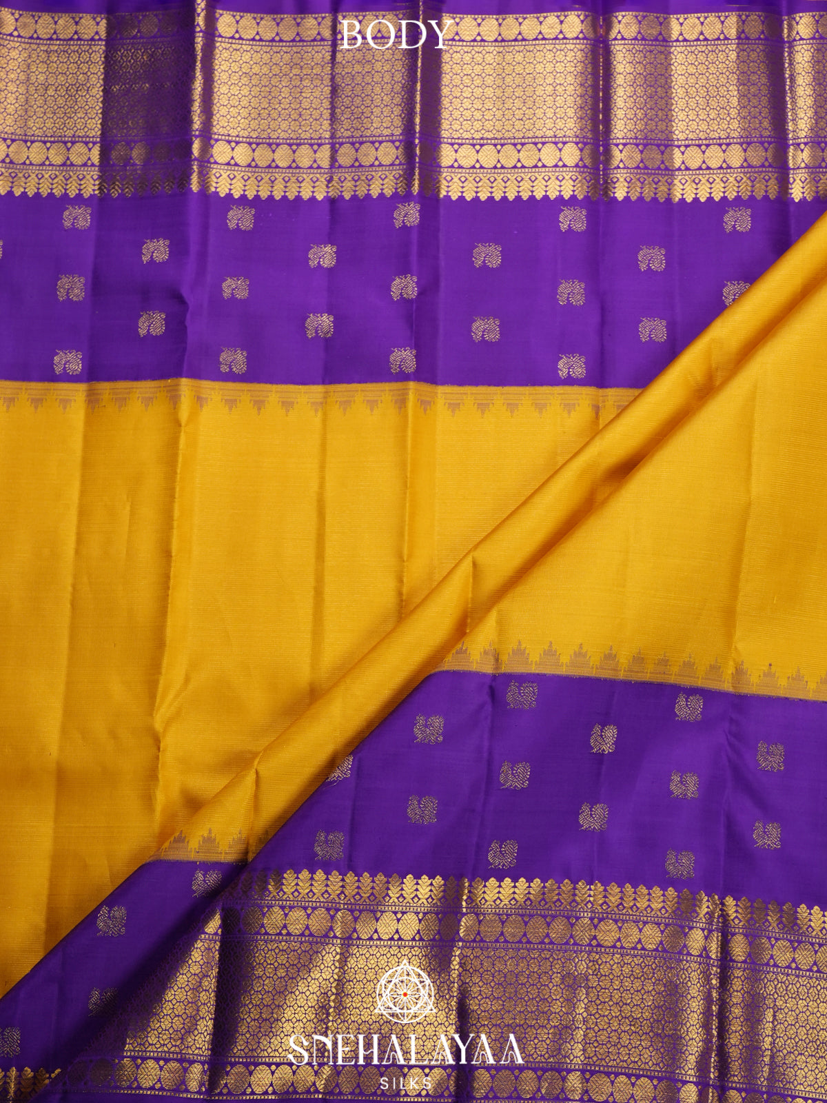 Mango Yellow Kanjivaram Silk Saree
