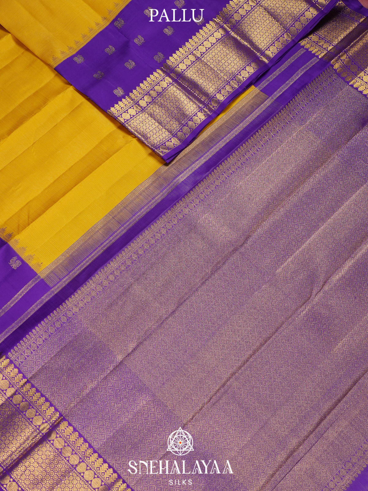 Mango Yellow Kanjivaram Silk Saree