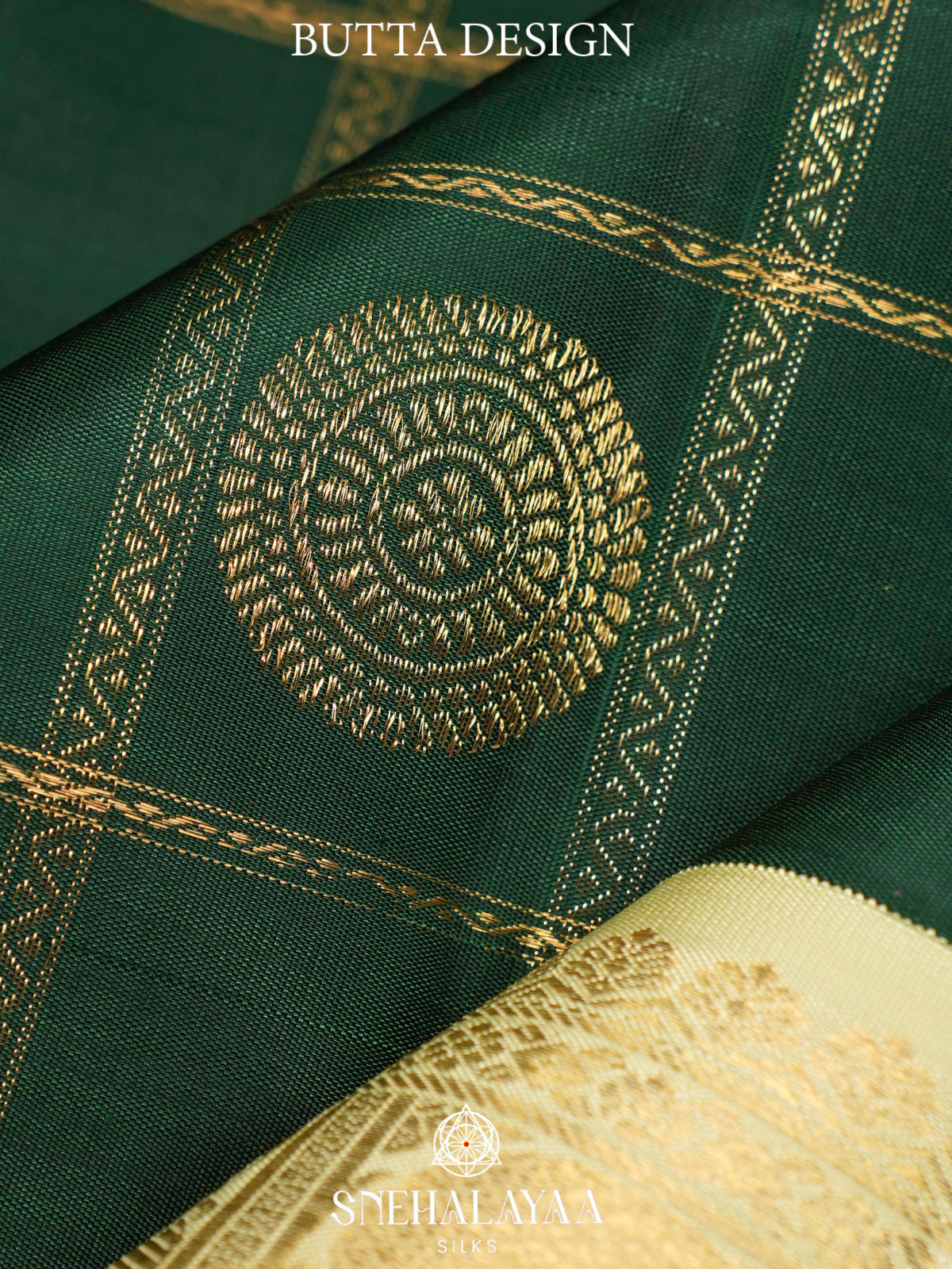 Bottle Green Kanjivaram Silk Saree with Gold Zari Border