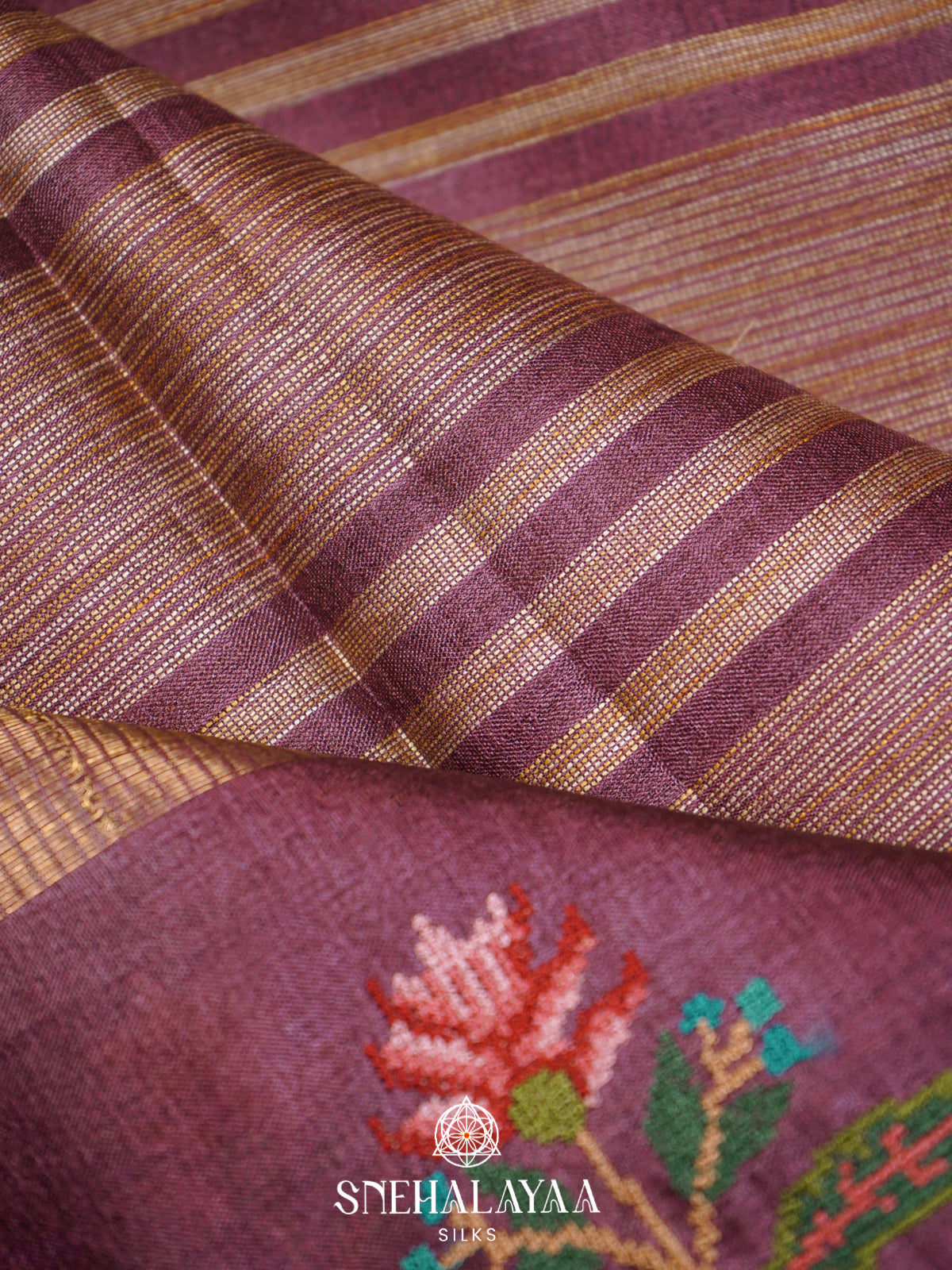 Wine  Tussar Saree