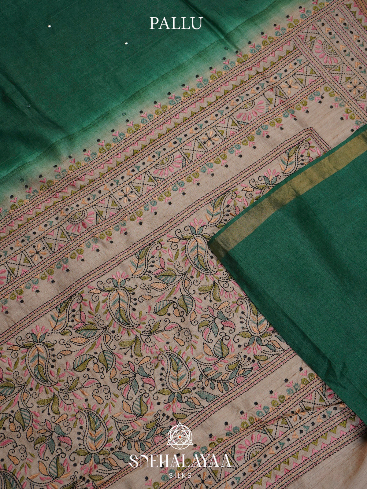 Forest Green  Tussar Saree