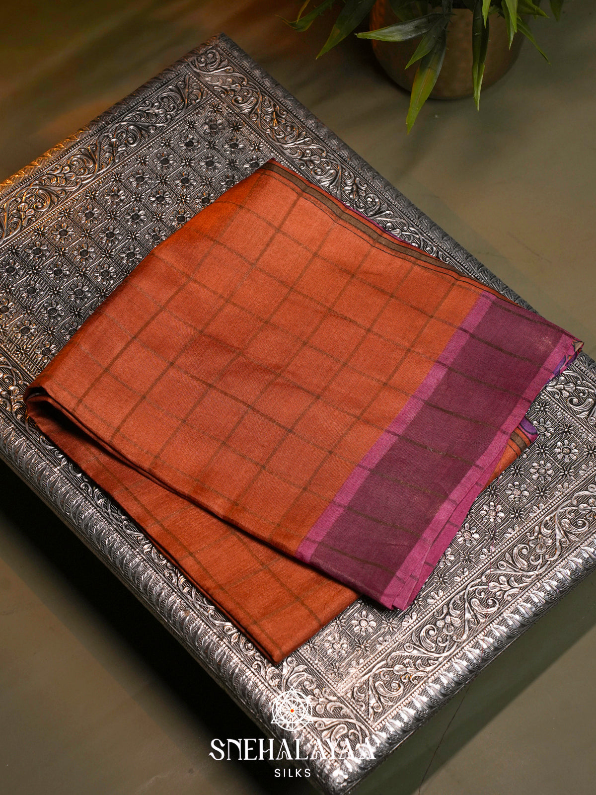 Orange  Tussar Saree