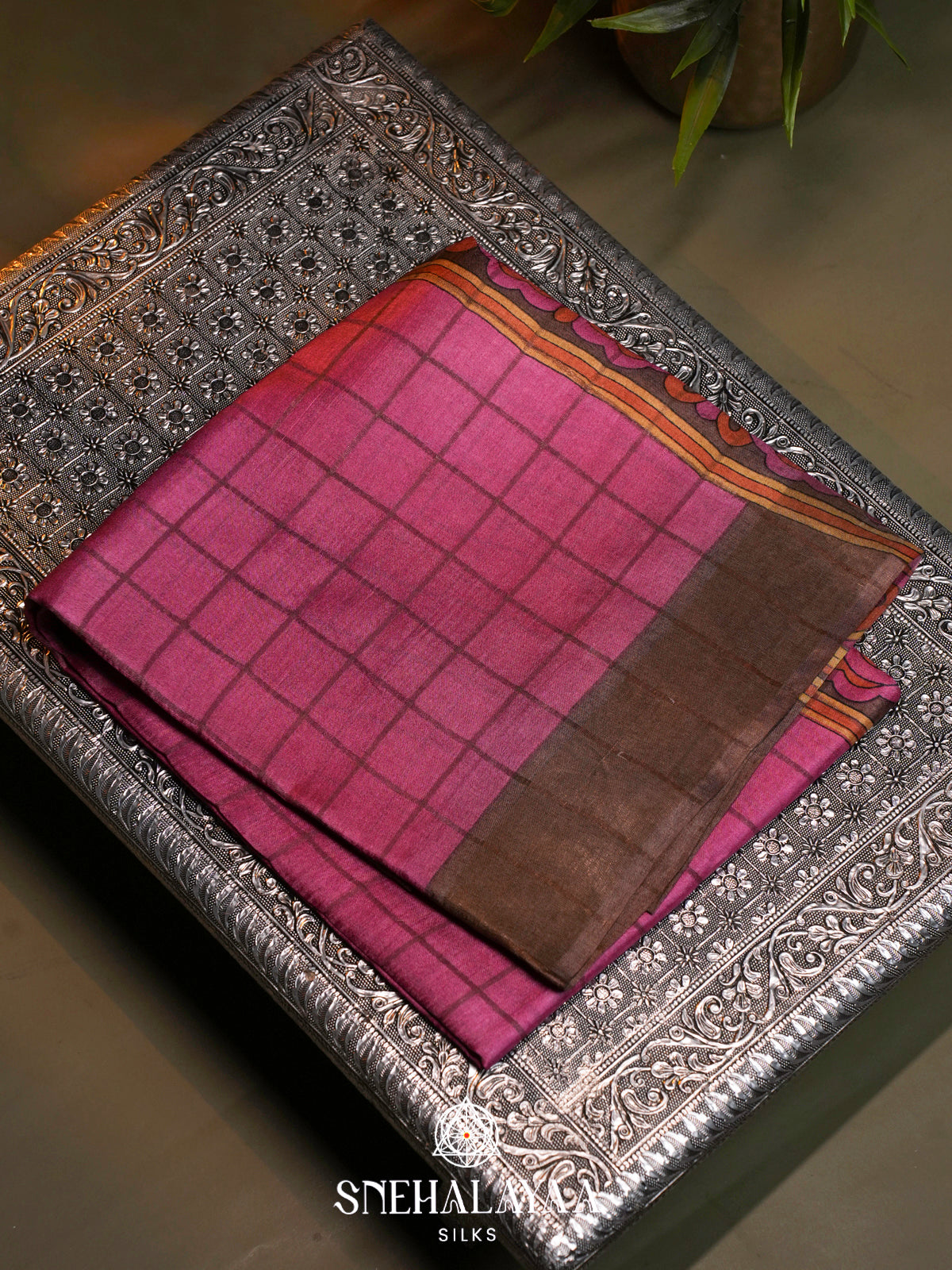 Pink  Tussar Saree