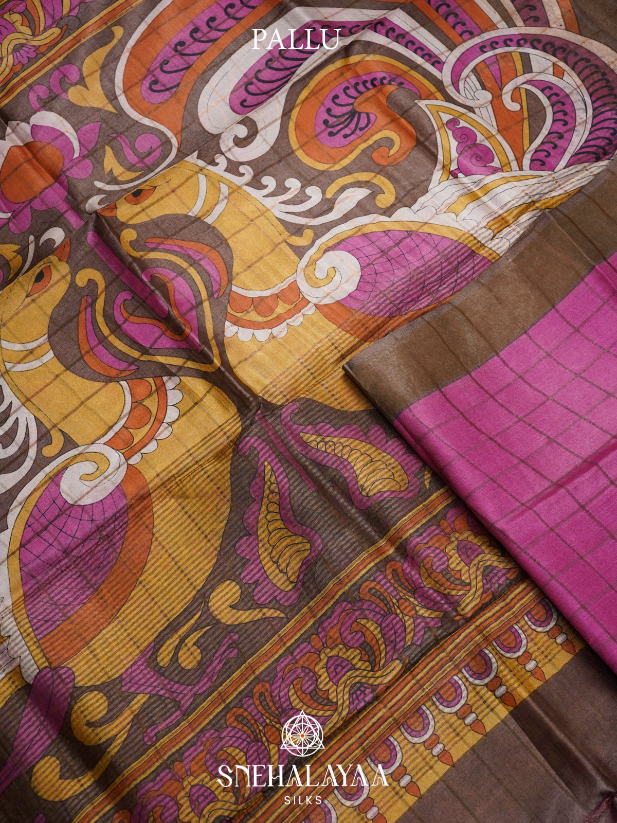 Pink  Tussar Saree