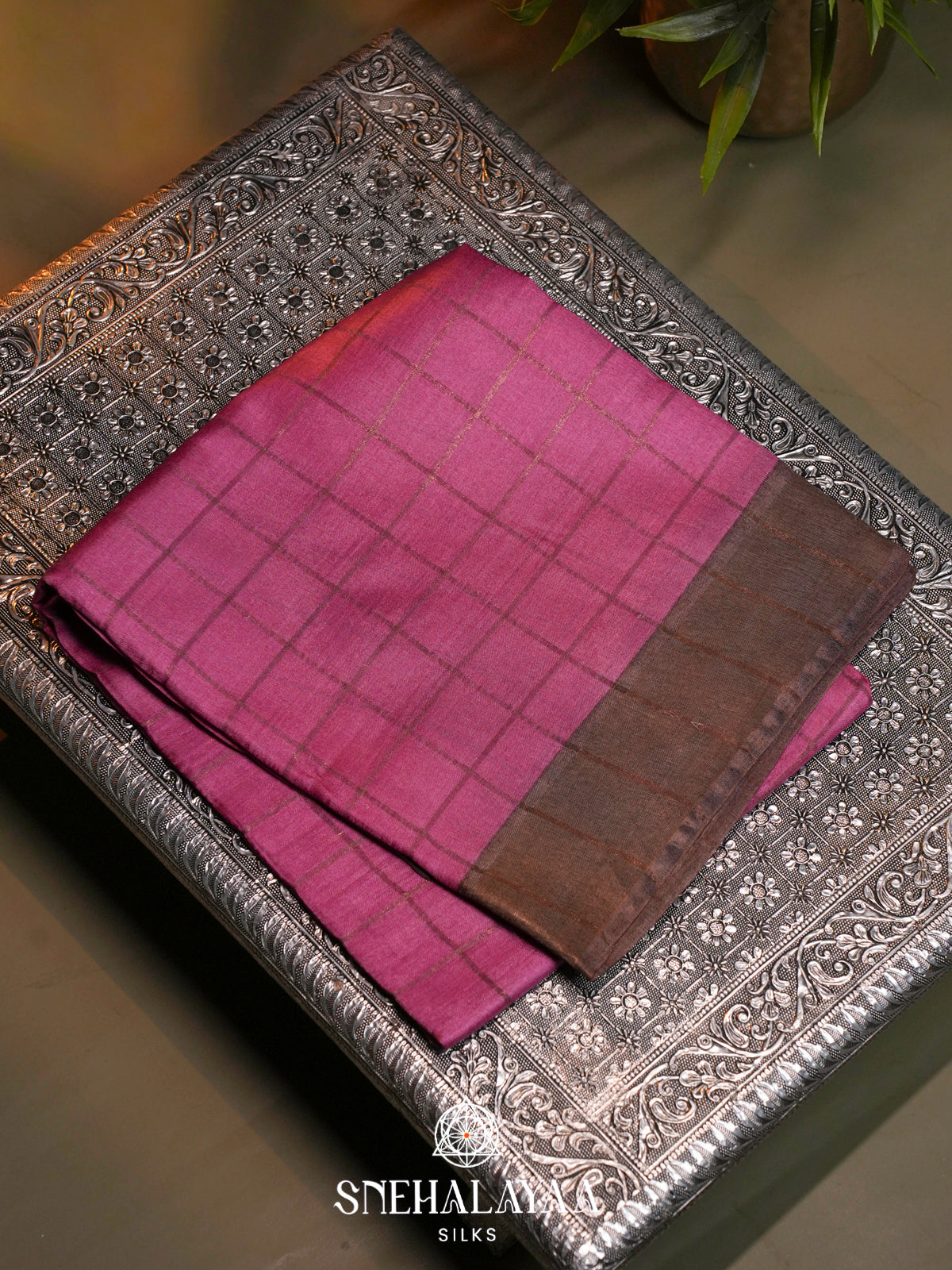 Pink  Tussar Saree