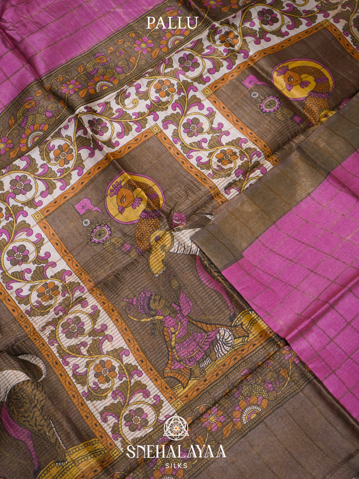 Pink  Tussar Saree
