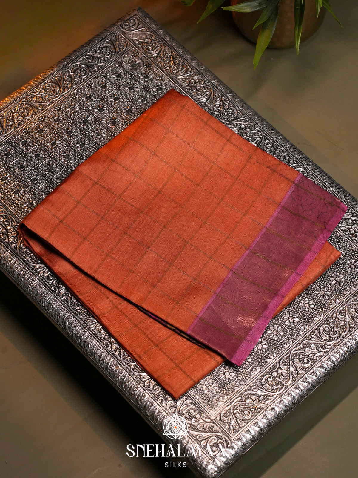 Orange  Tussar Saree