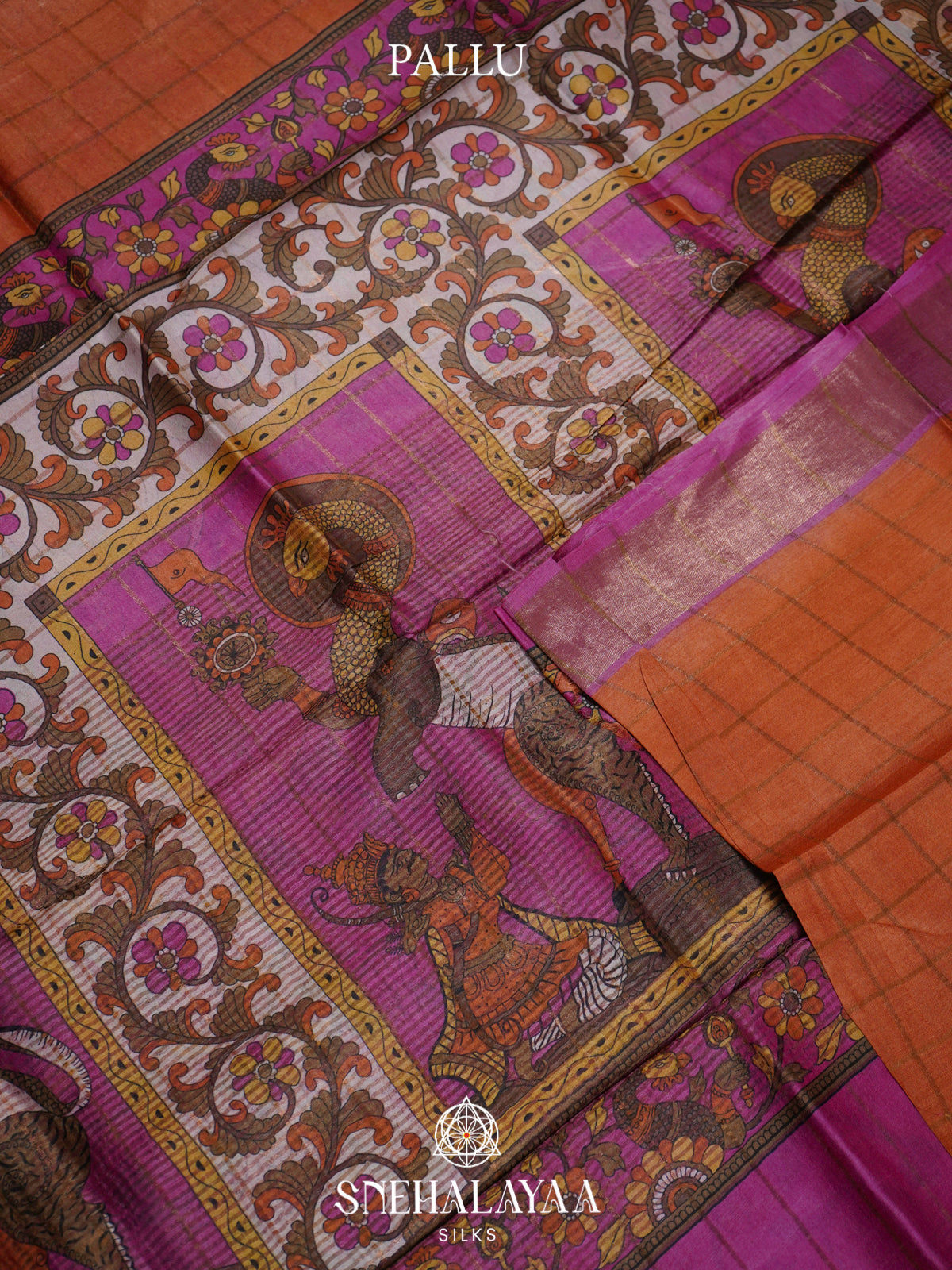 Orange  Tussar Saree