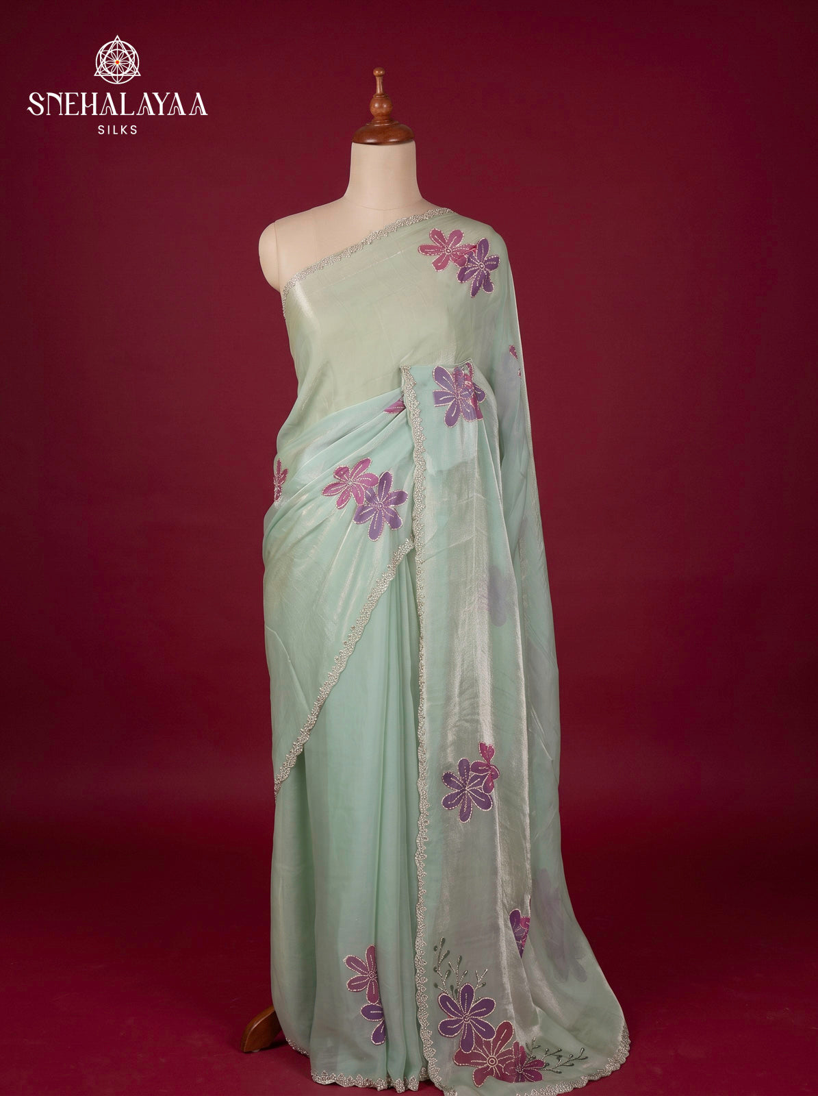 Mint Green Designer Saree