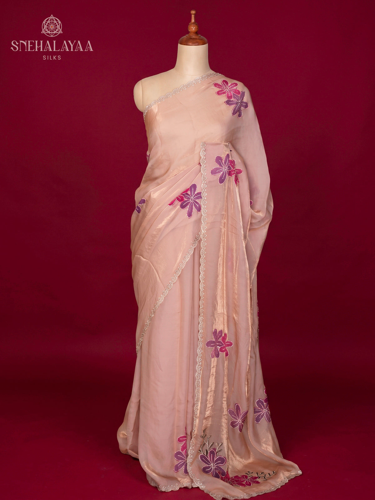 Peach Designer Saree