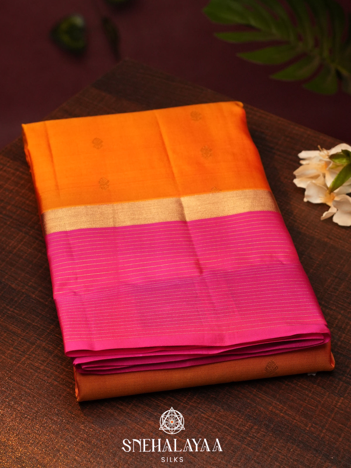Rust Orange  Kanjivaram Silk Saree