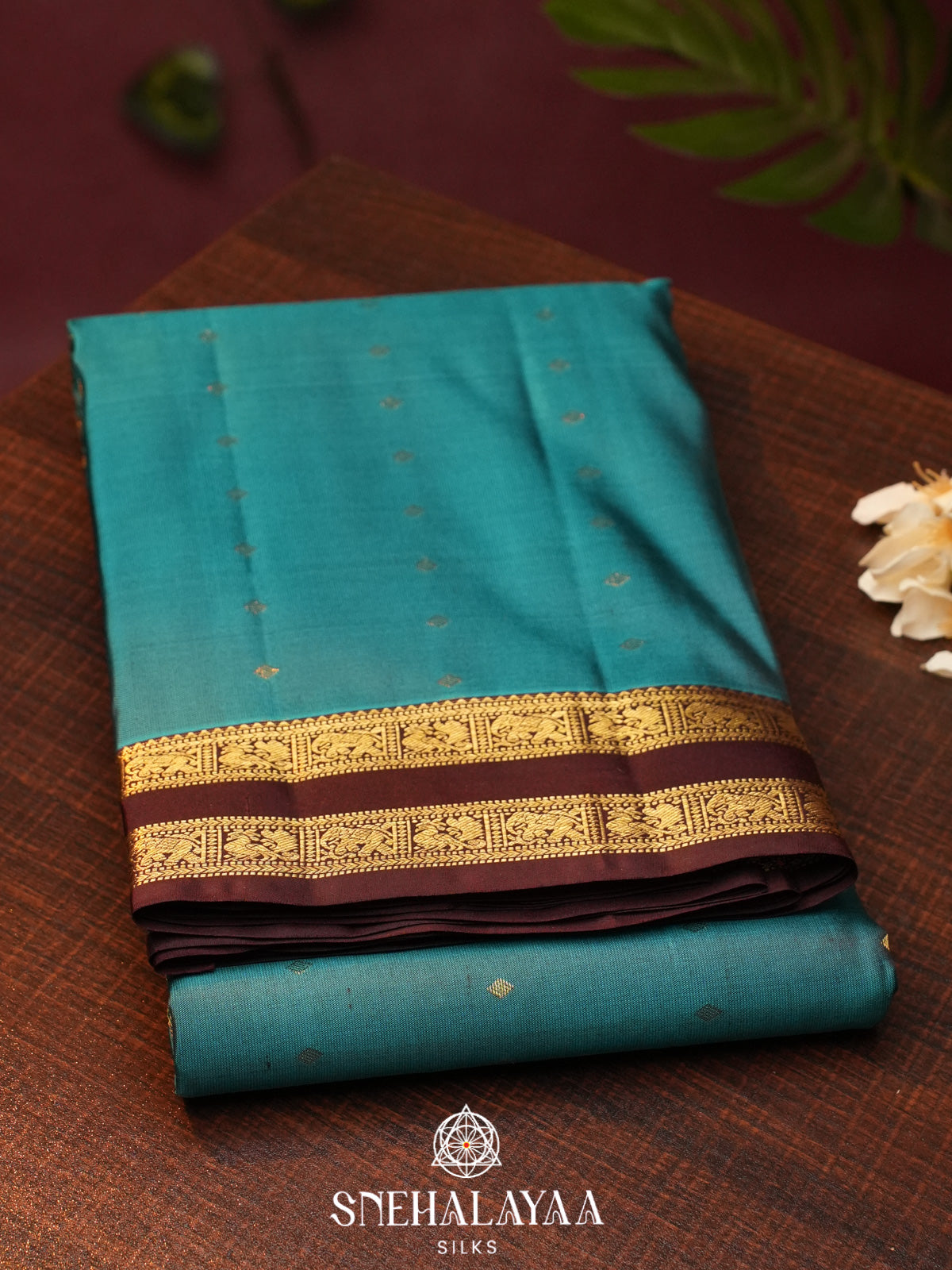 Teal Blue  Kanjivaram Silk Saree