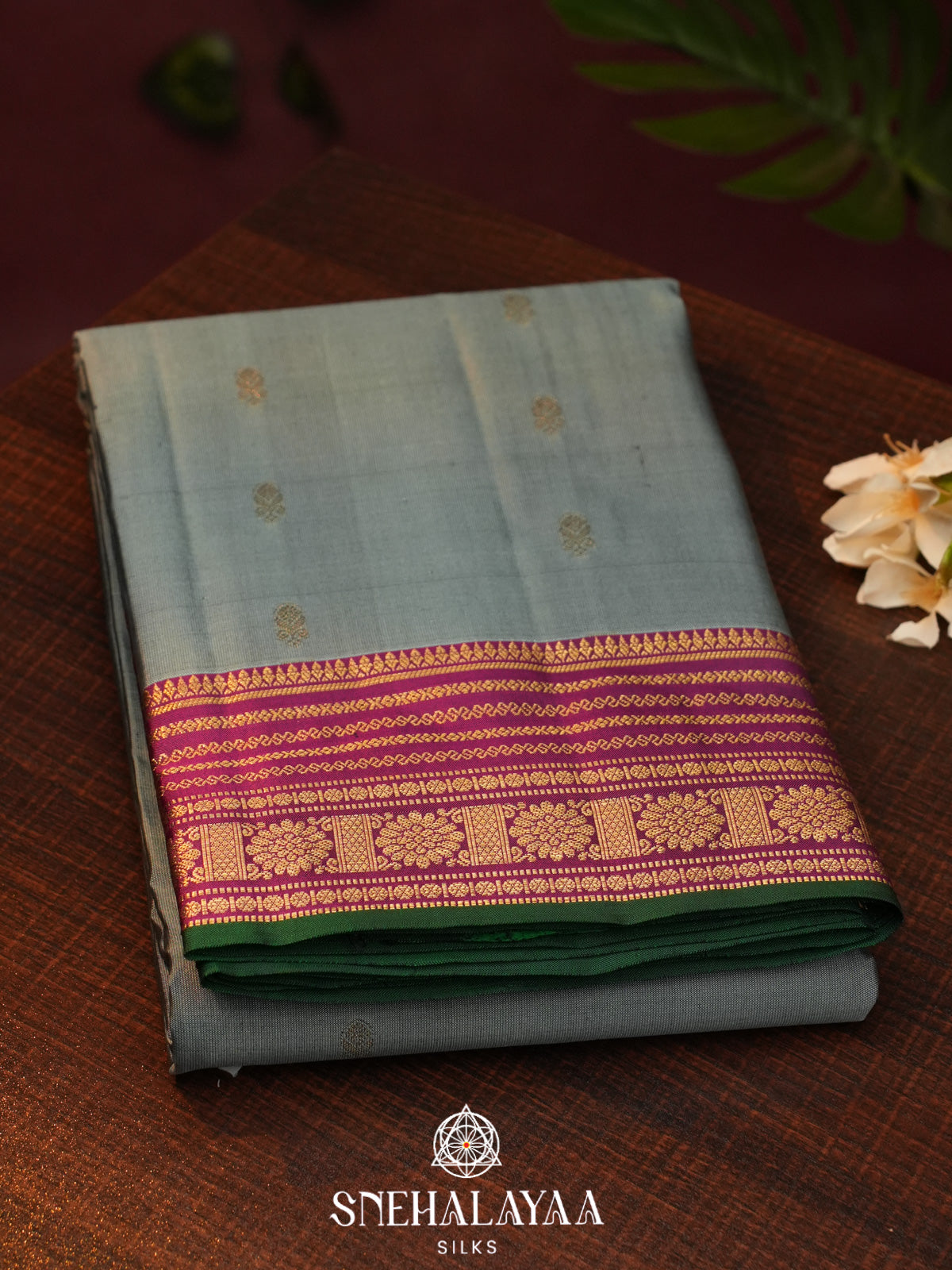 Grey  Kanjivaram Silk Saree