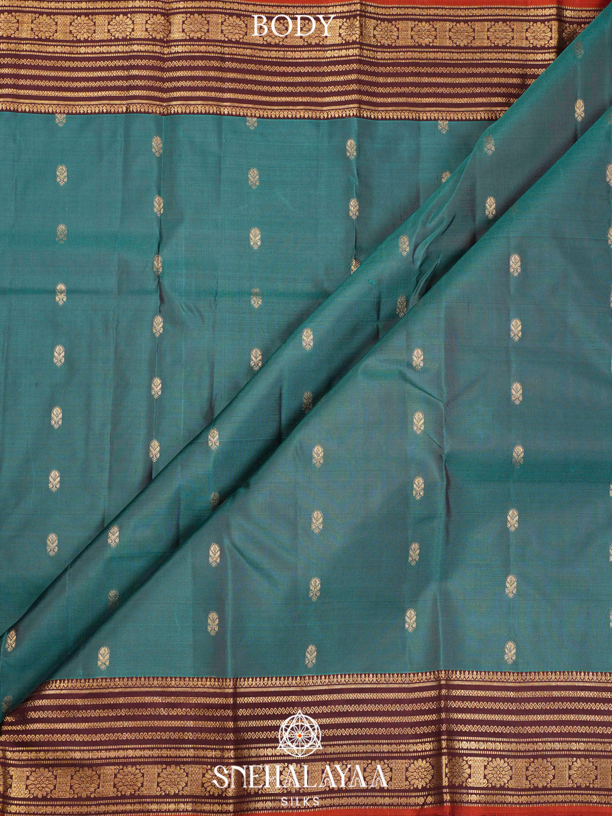 Teal Green  Kanjivaram Silk Saree