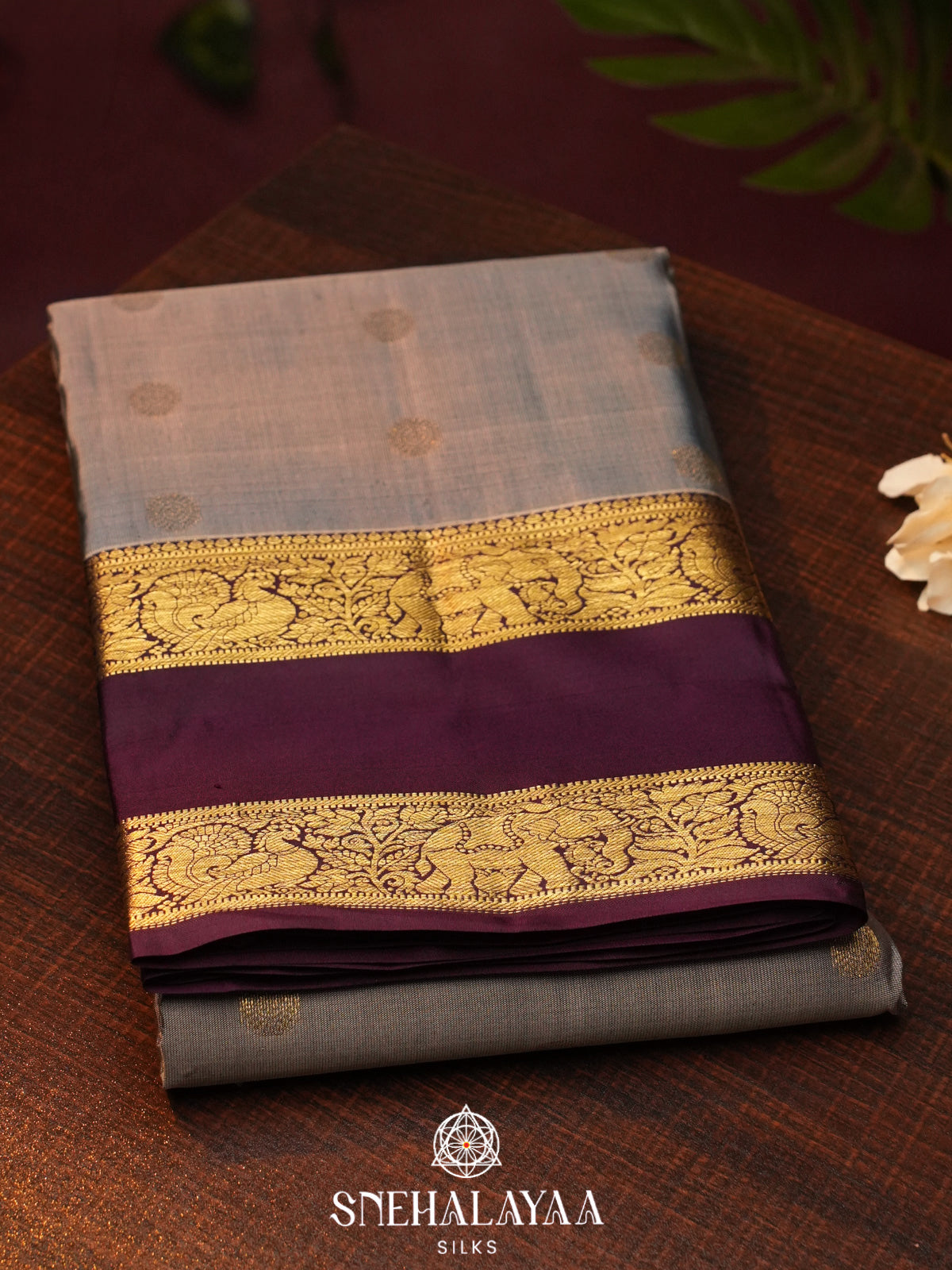 Grey  Kanjivaram Silk Saree