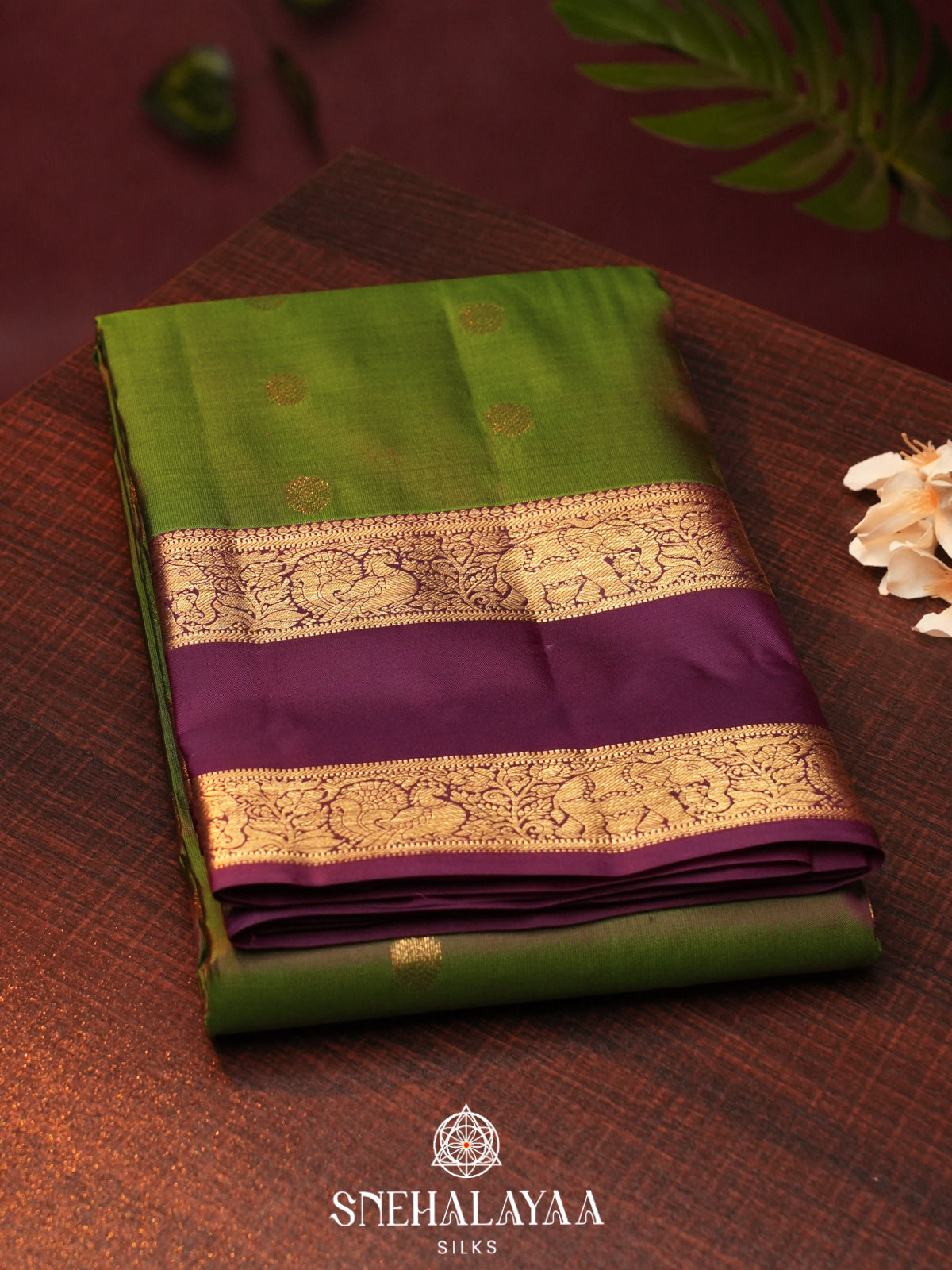 Olive Green  Kanjivaram Silk Saree