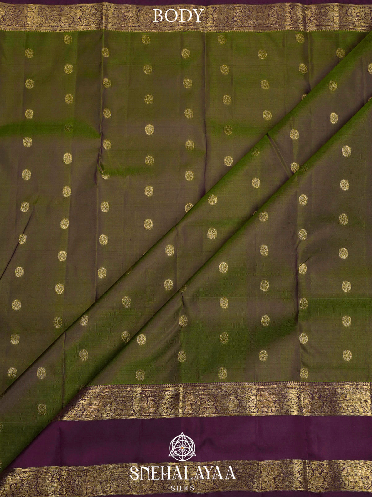 Olive Green  Kanjivaram Silk Saree