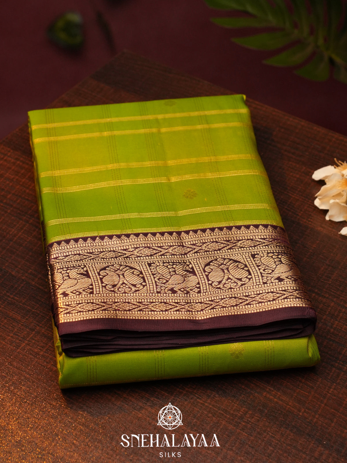 Lime Green  Kanjivaram Silk Saree