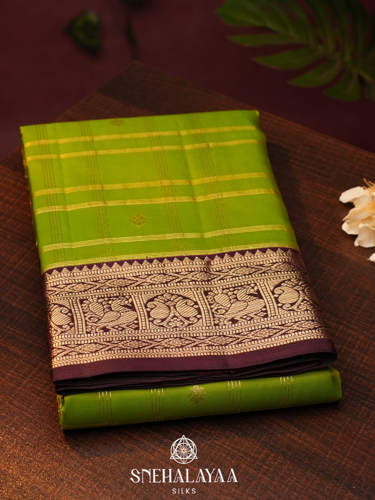 Lime Green  Kanjivaram Silk Saree