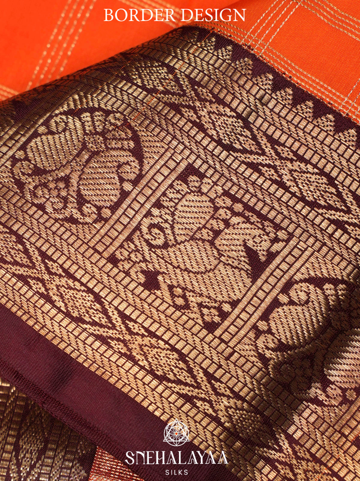 Rust Orange  Kanjivaram Silk Saree