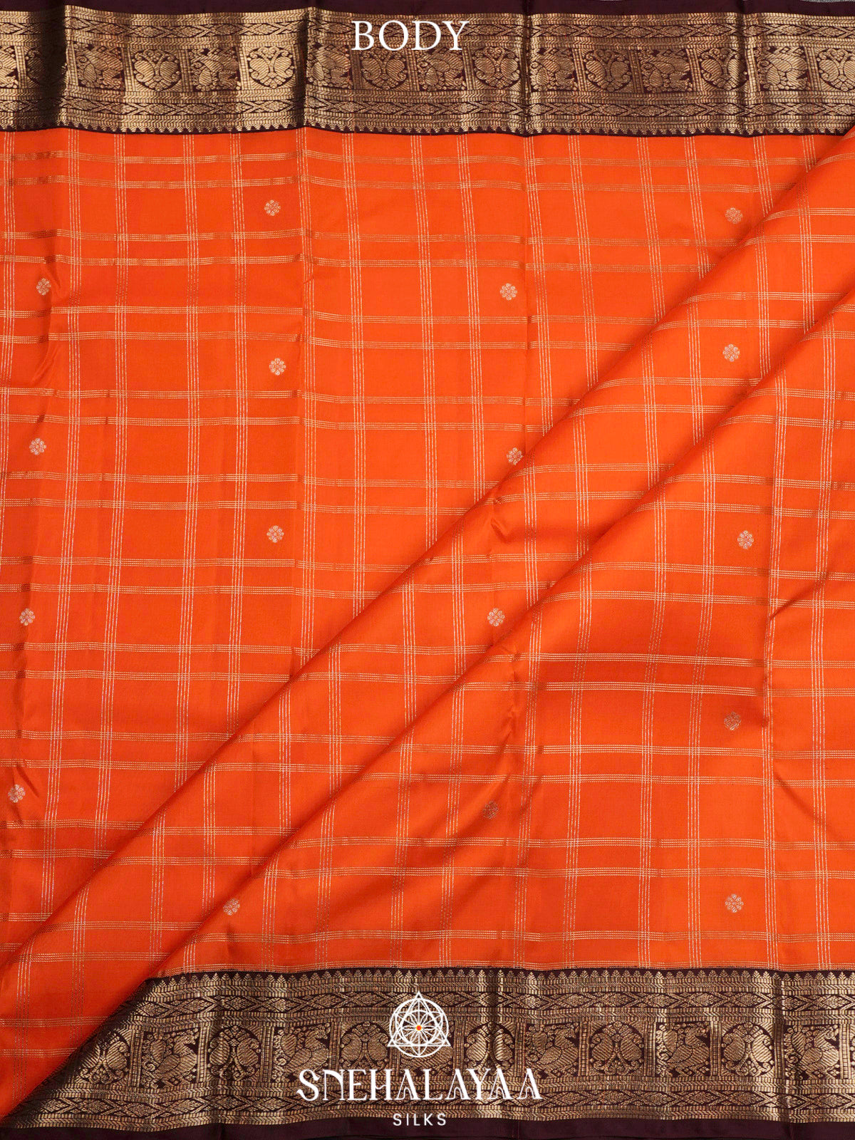 Rust Orange  Kanjivaram Silk Saree