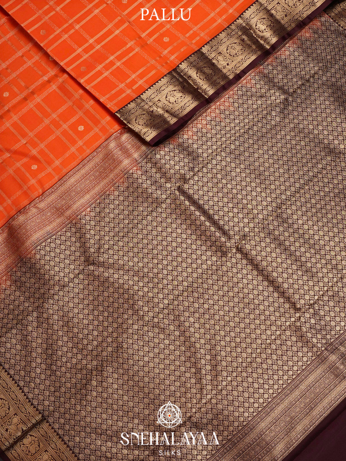 Rust Orange  Kanjivaram Silk Saree