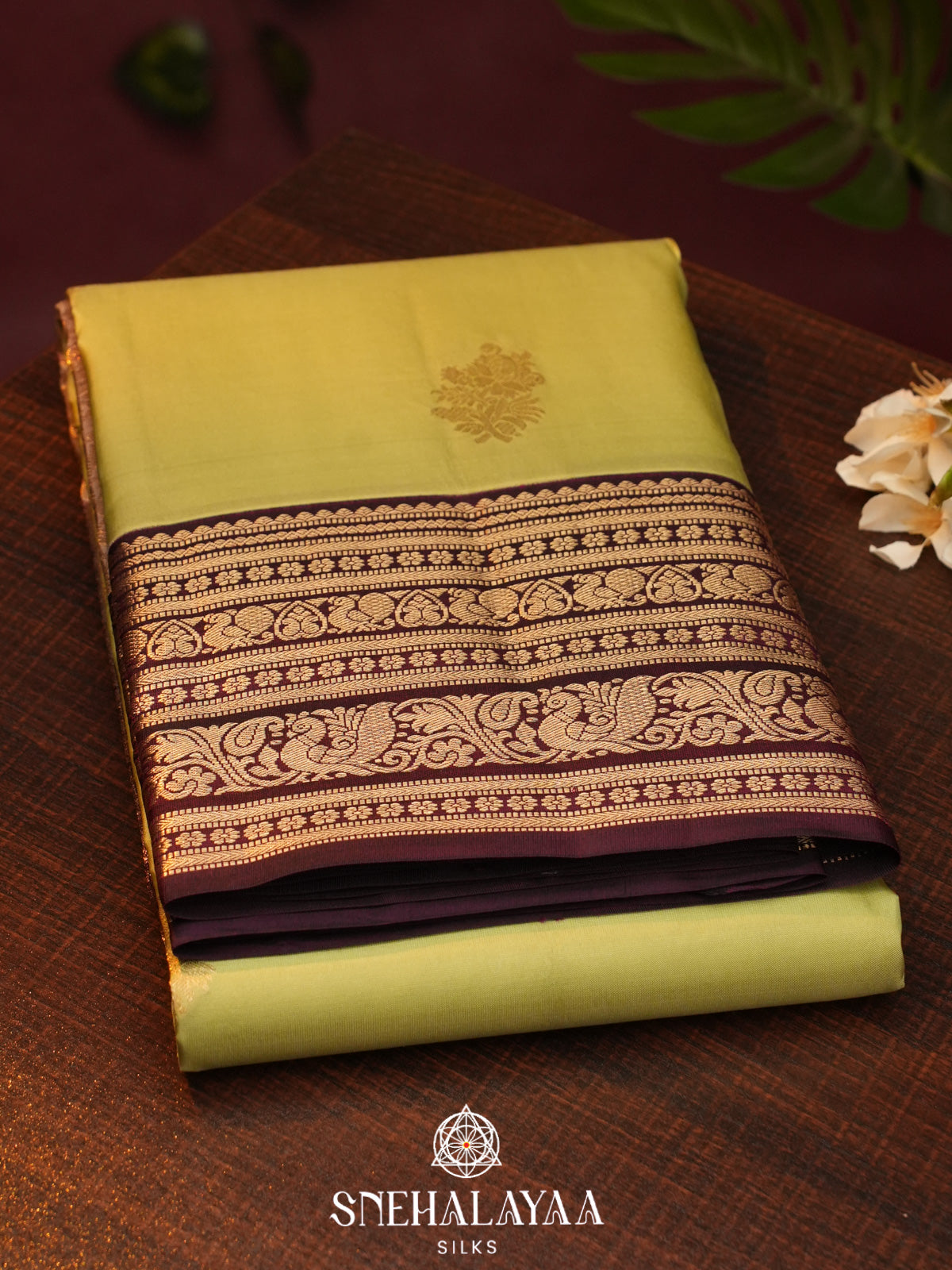 Olive Green  Kanjivaram Silk Saree