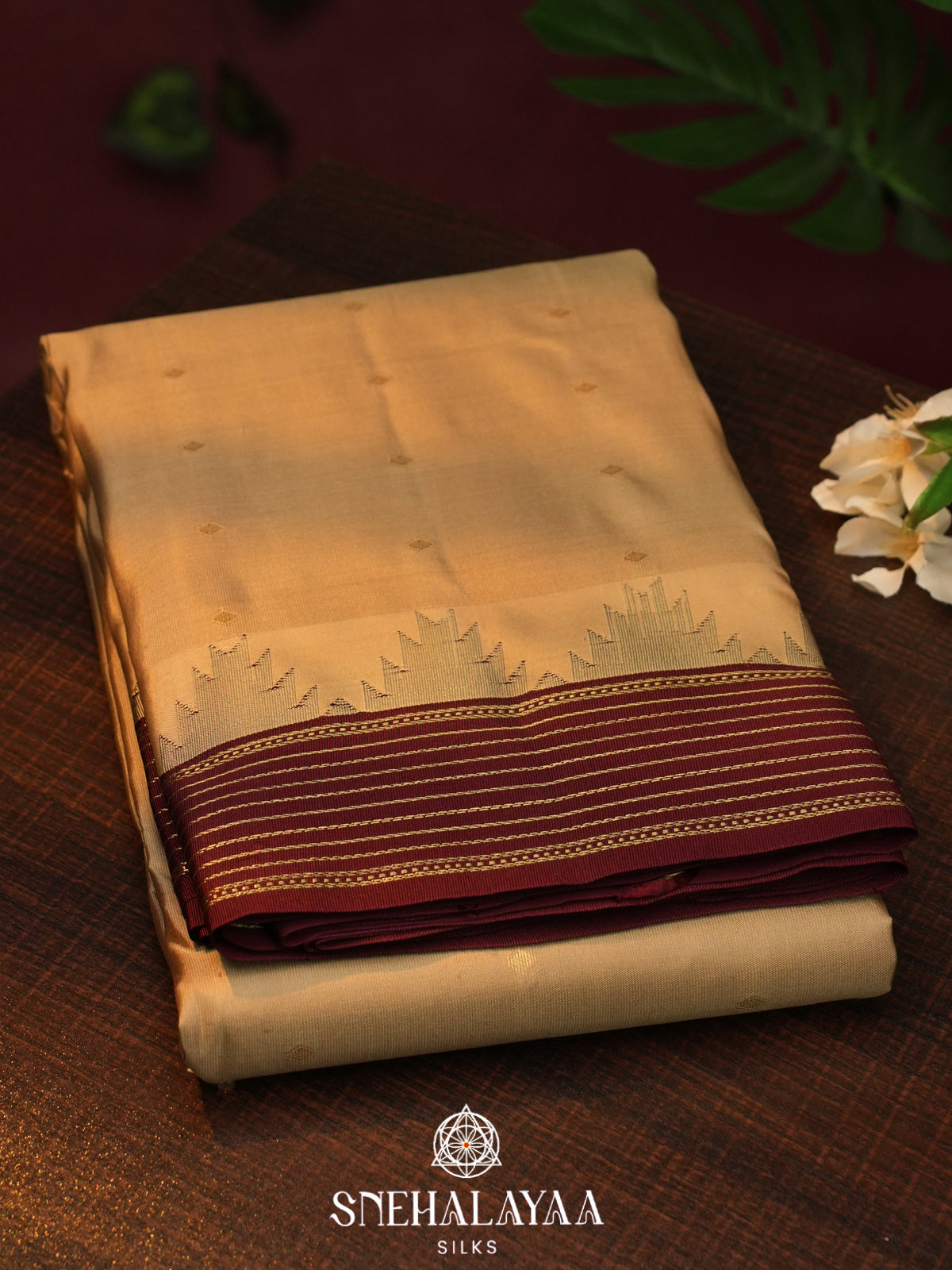 Beige  Kanjivaram Silk Saree
