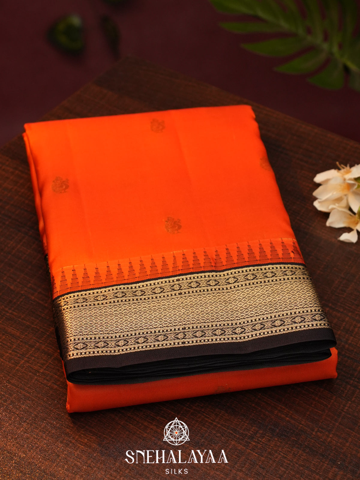 Rust Orange  Kanjivaram Silk Saree