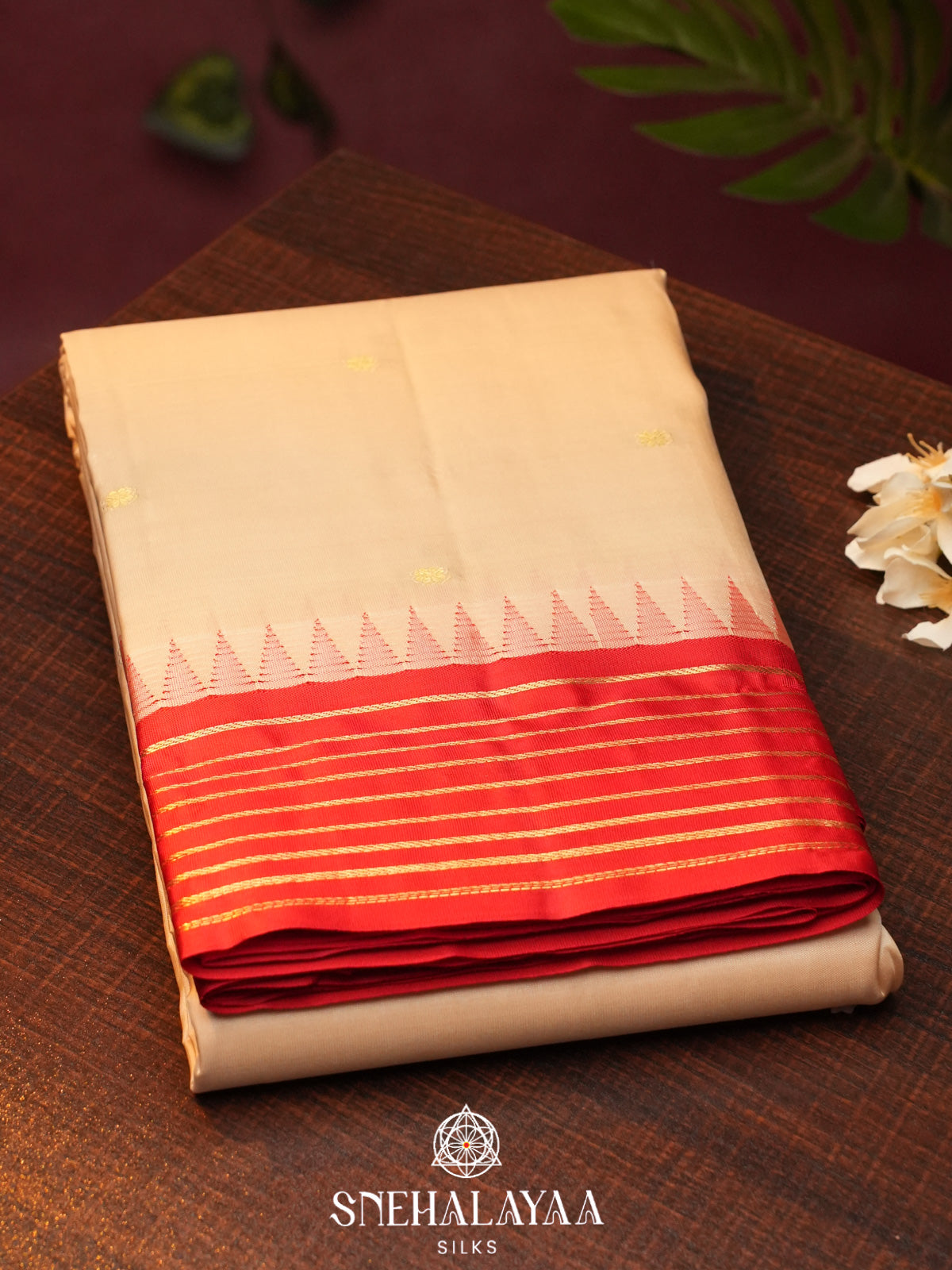 Cream  Kanjivaram Silk Saree