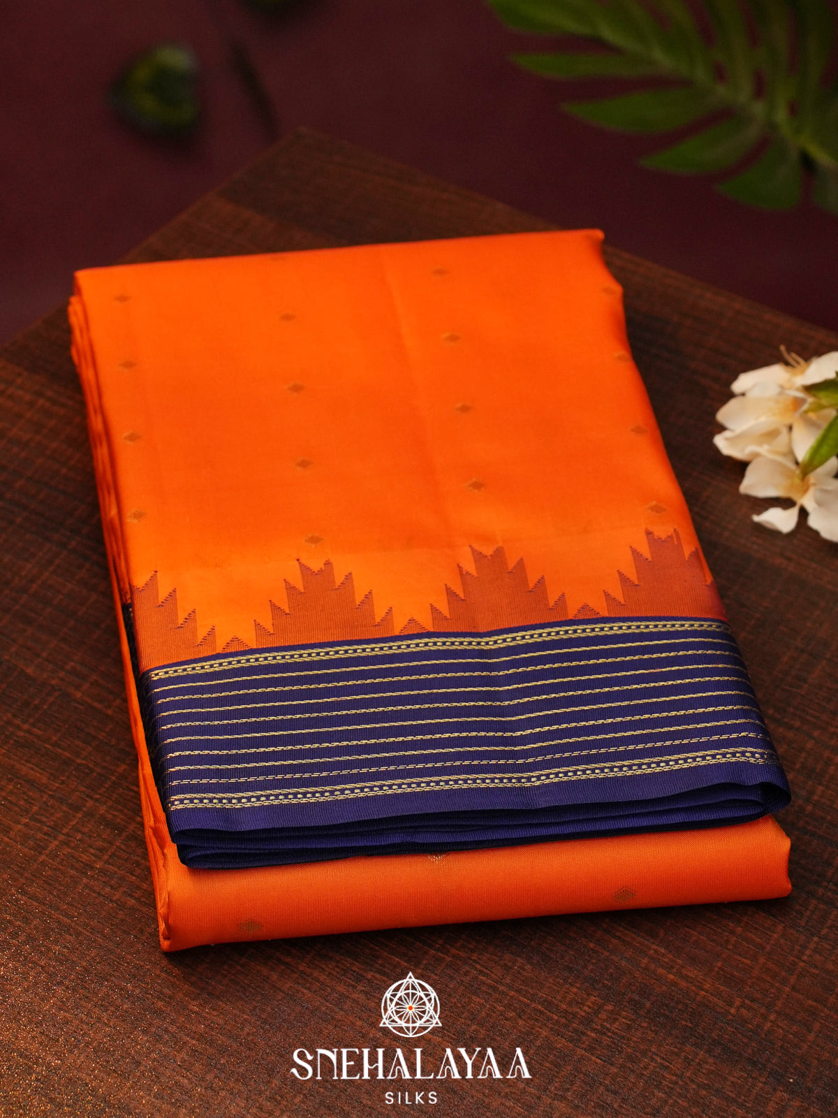 Rust Orange  Kanjivaram Silk Saree