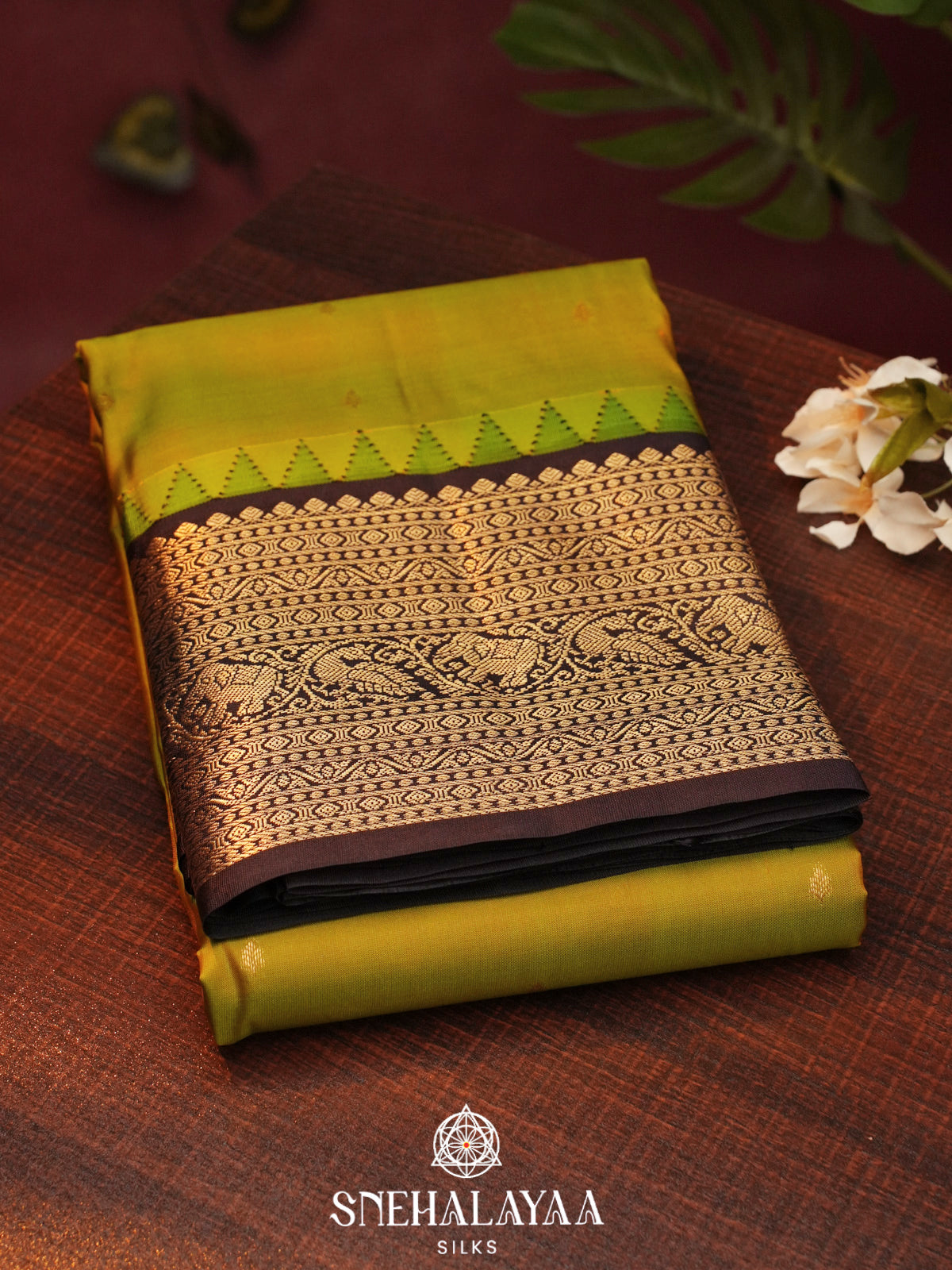 Lime Green  Kanjivaram Silk Saree