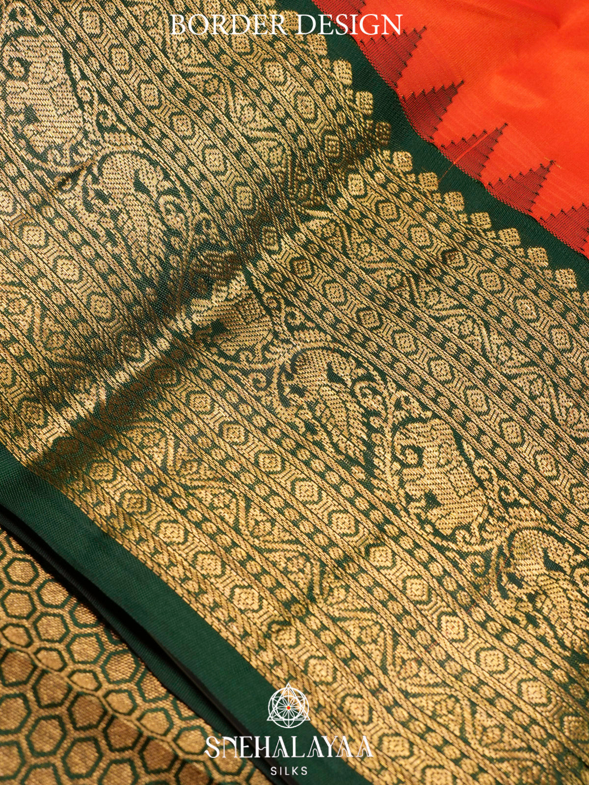 Rust Orange  Kanjivaram Silk Saree