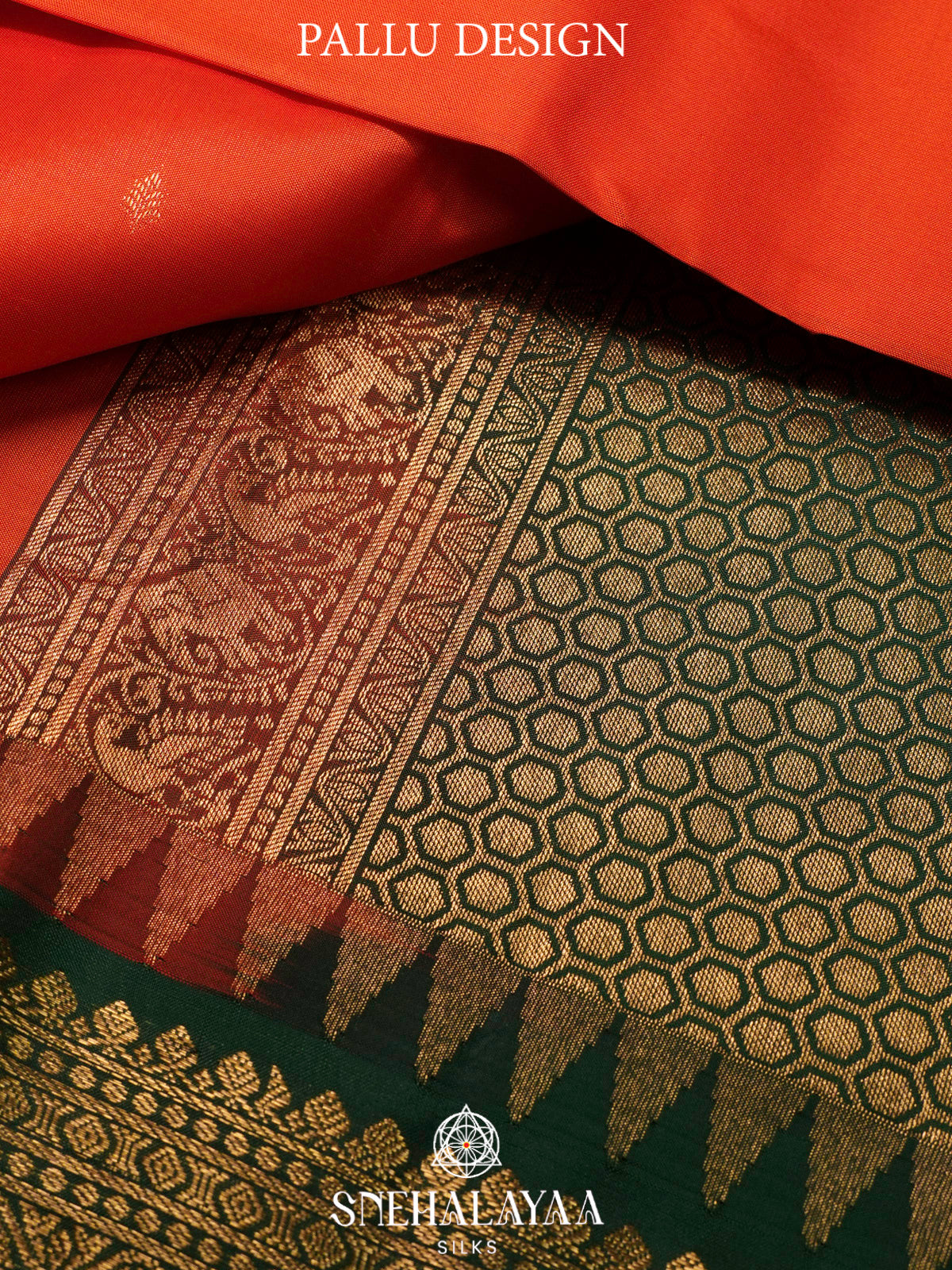 Rust Orange  Kanjivaram Silk Saree