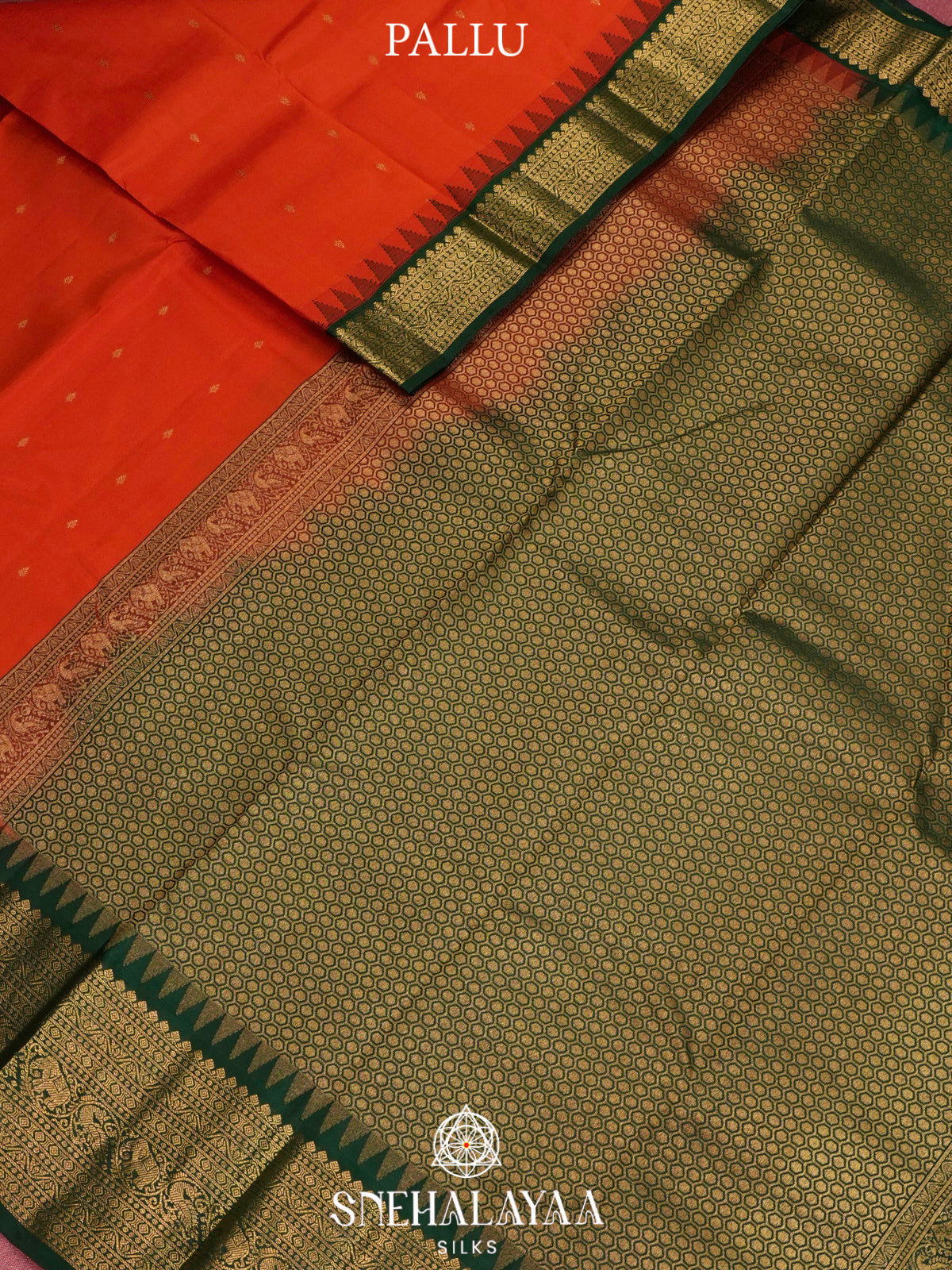 Rust Orange  Kanjivaram Silk Saree