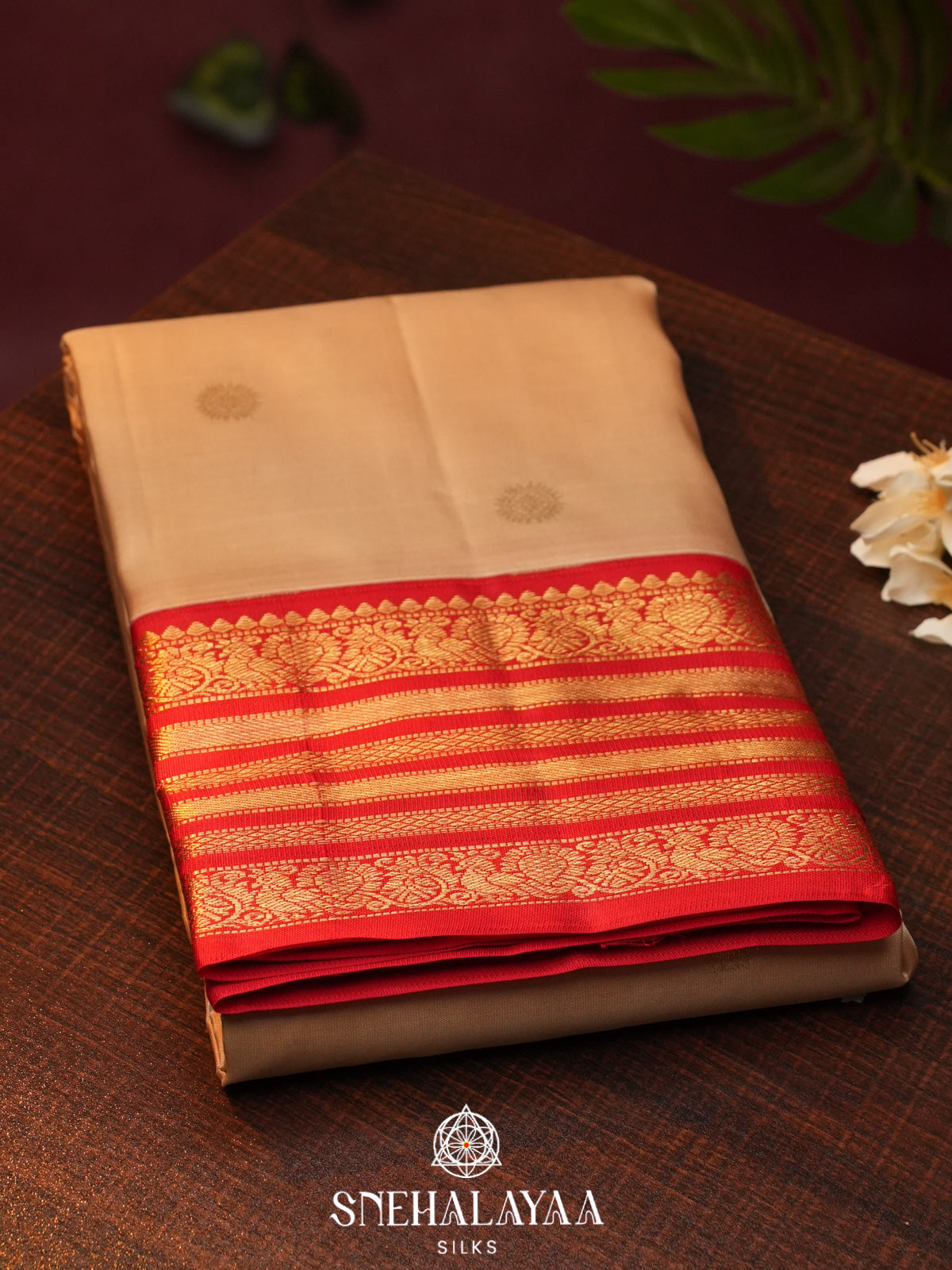 Cream  Kanjivaram Silk Saree