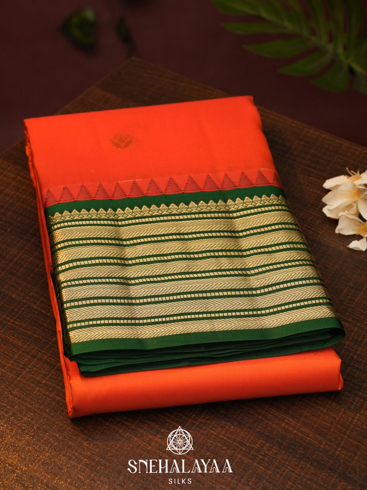 Rust Orange  Kanjivaram Silk Saree
